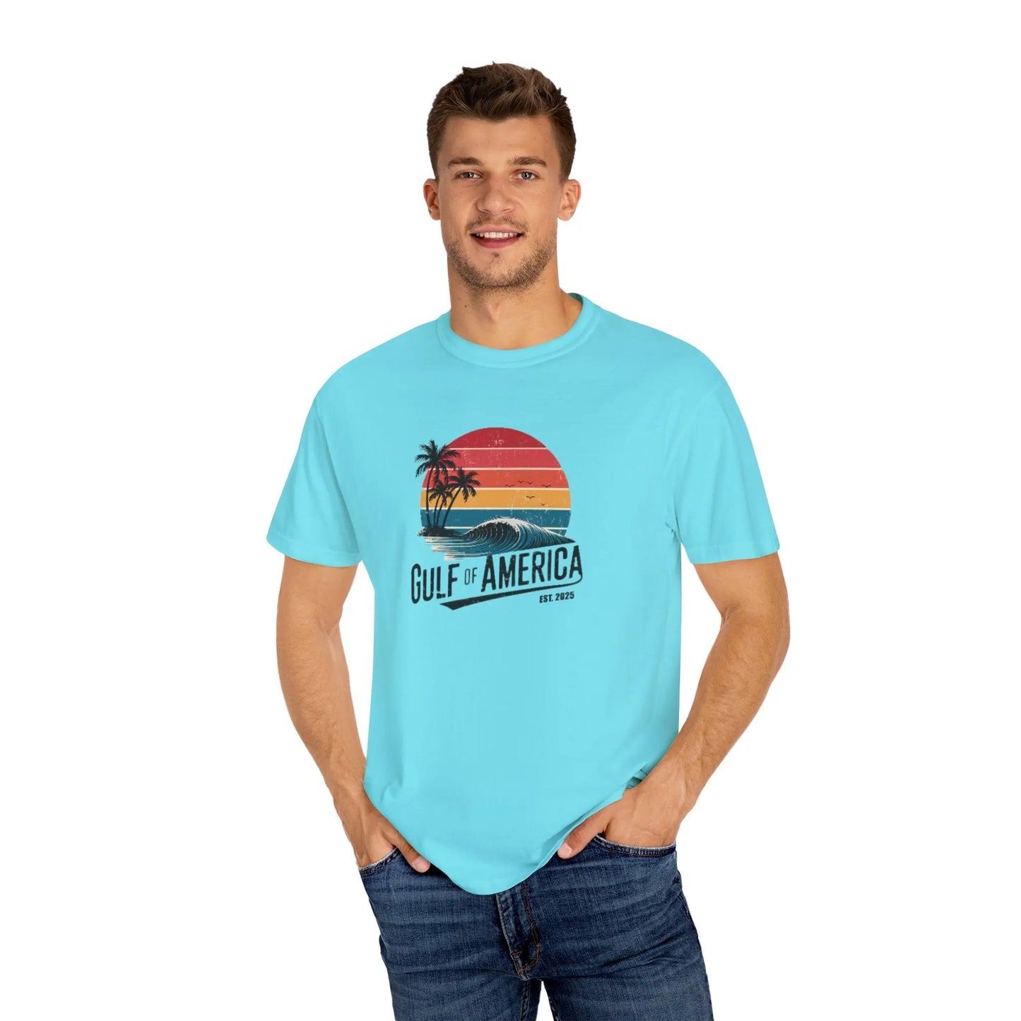 Gulf of America Garment-Dyed T-shirt, Beach Vibes Tee, Summer Apparel, Travel Shirt, Vacation Gift, Unisex Style - Galvaleos