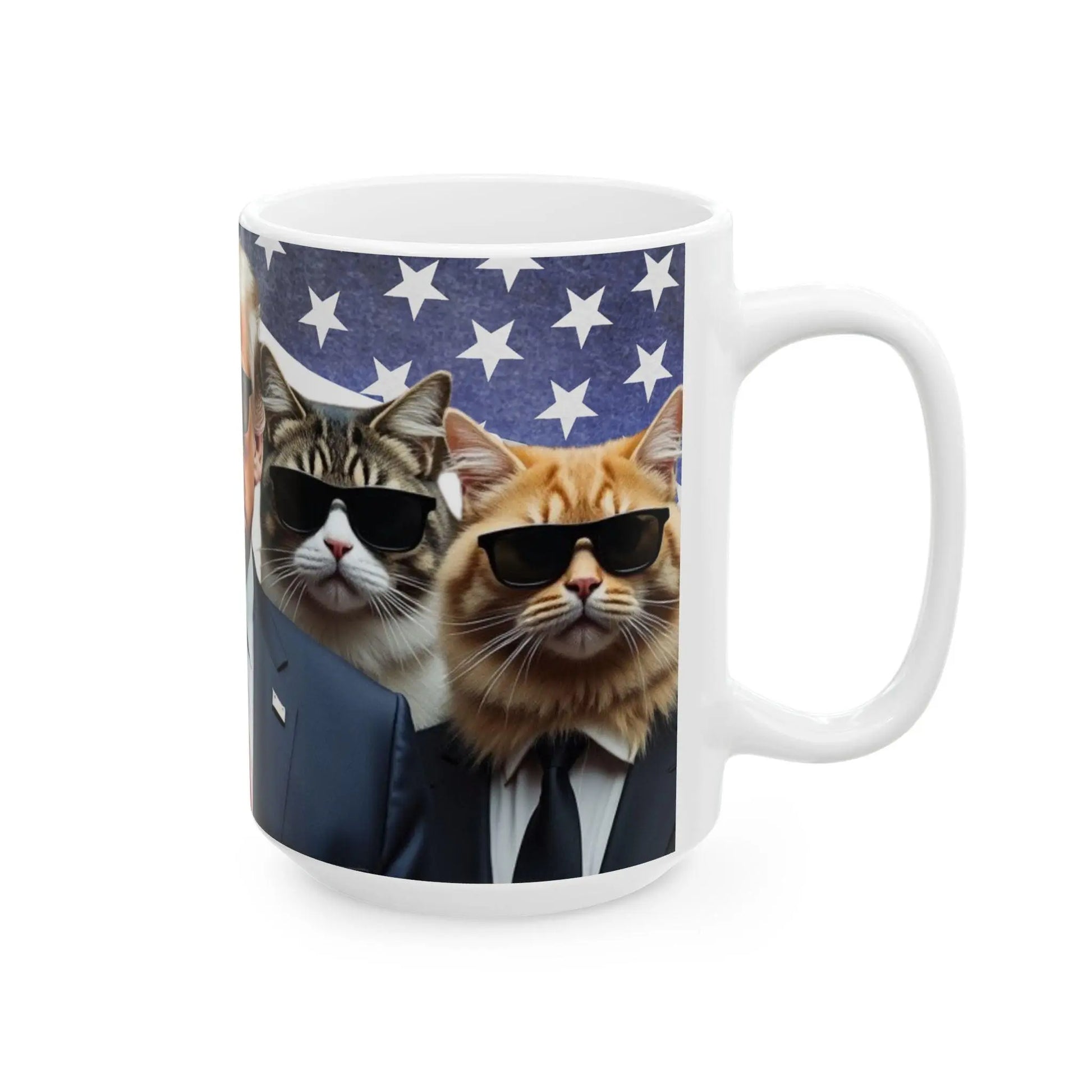 Cats in Black with President Trump, MAGA Cat Lover Mug - Galvaleos