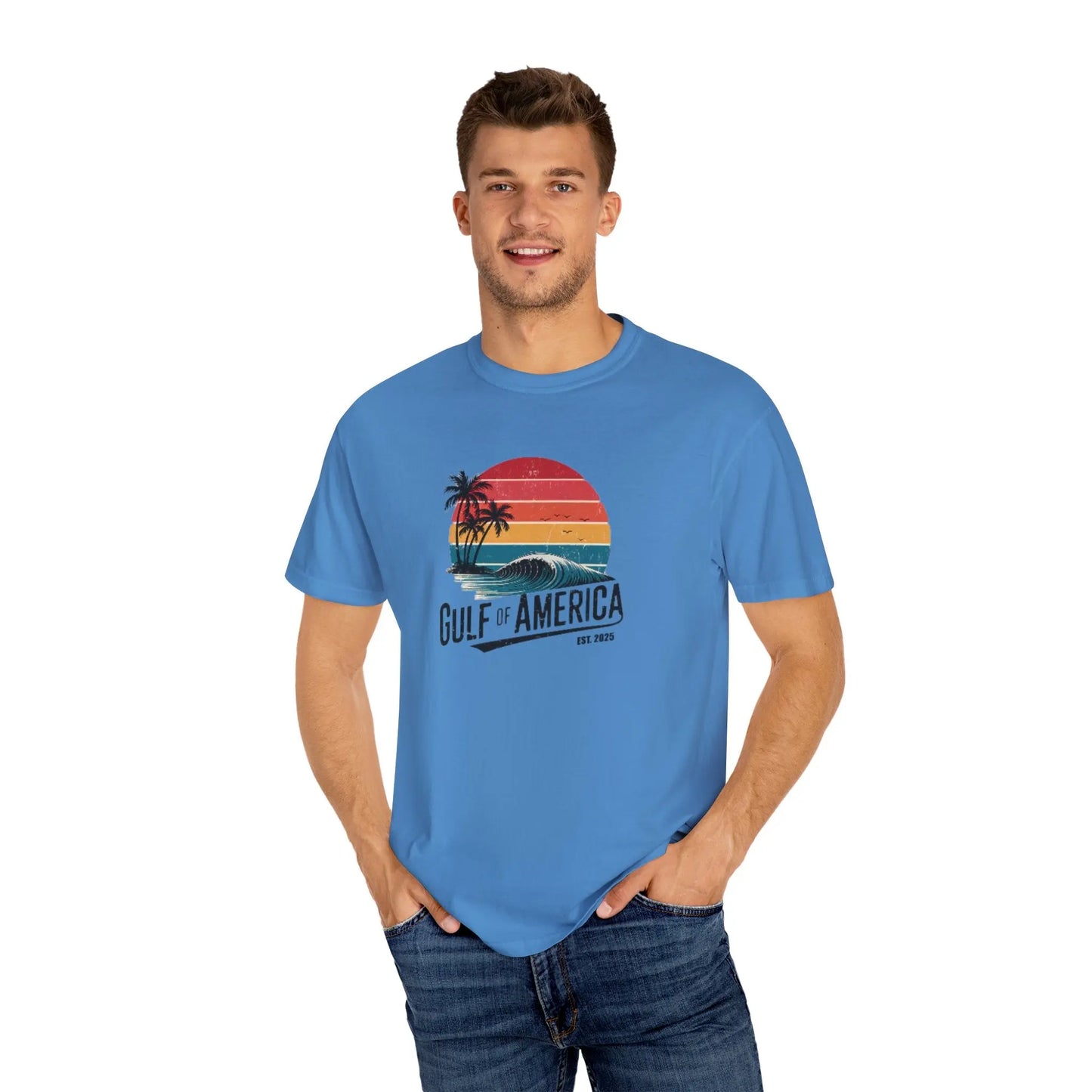 Gulf of America Garment-Dyed T-shirt, Beach Vibes Tee, Summer Apparel, Travel Shirt, Vacation Gift, Unisex Style - Galvaleos