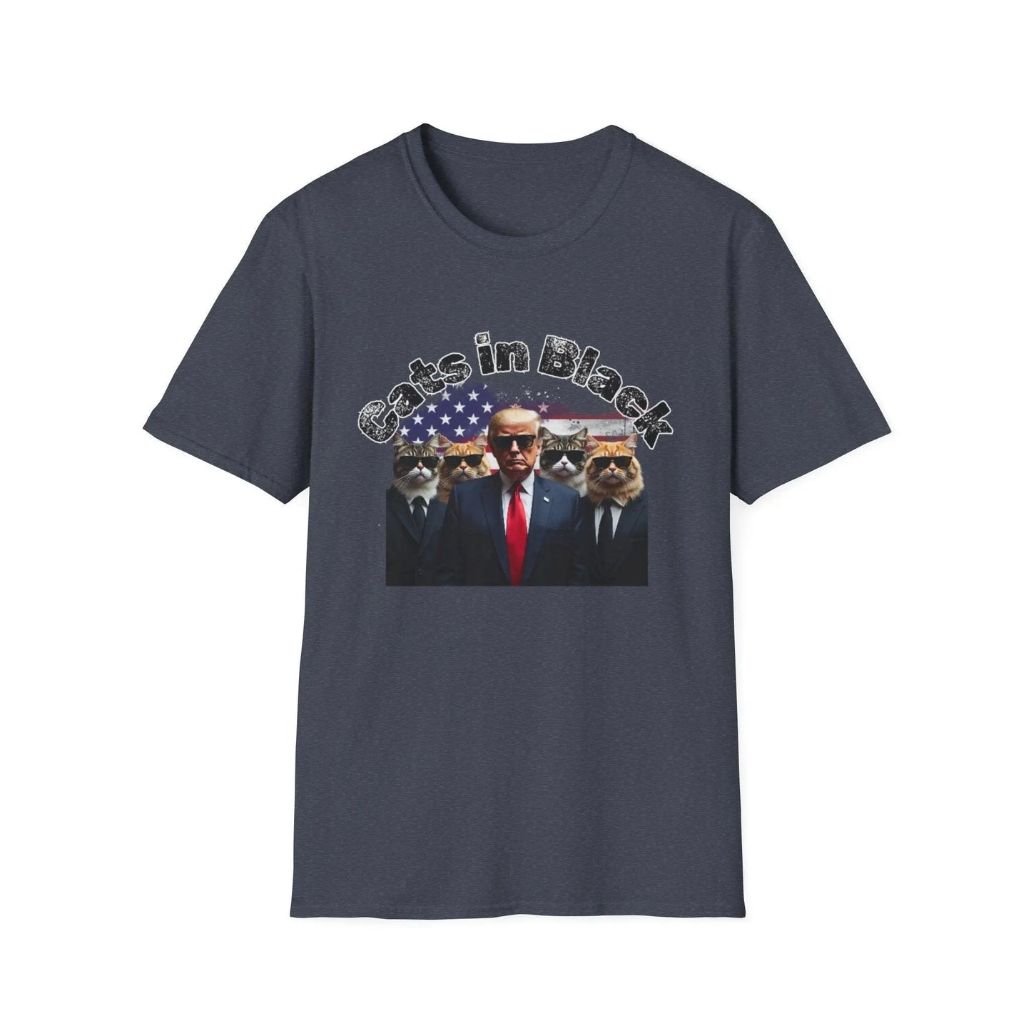 Trump with the Cats in Black MAGA Unisex Tshirt - Galvaleos