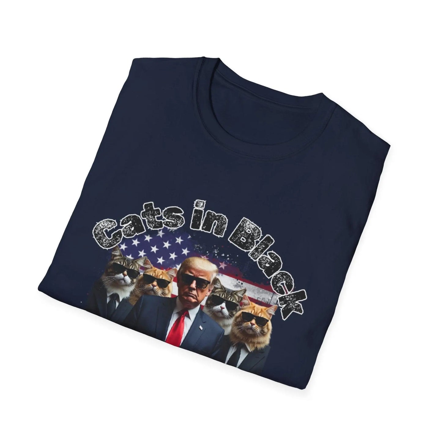 Trump with the Cats in Black MAGA Unisex Tshirt - Galvaleos