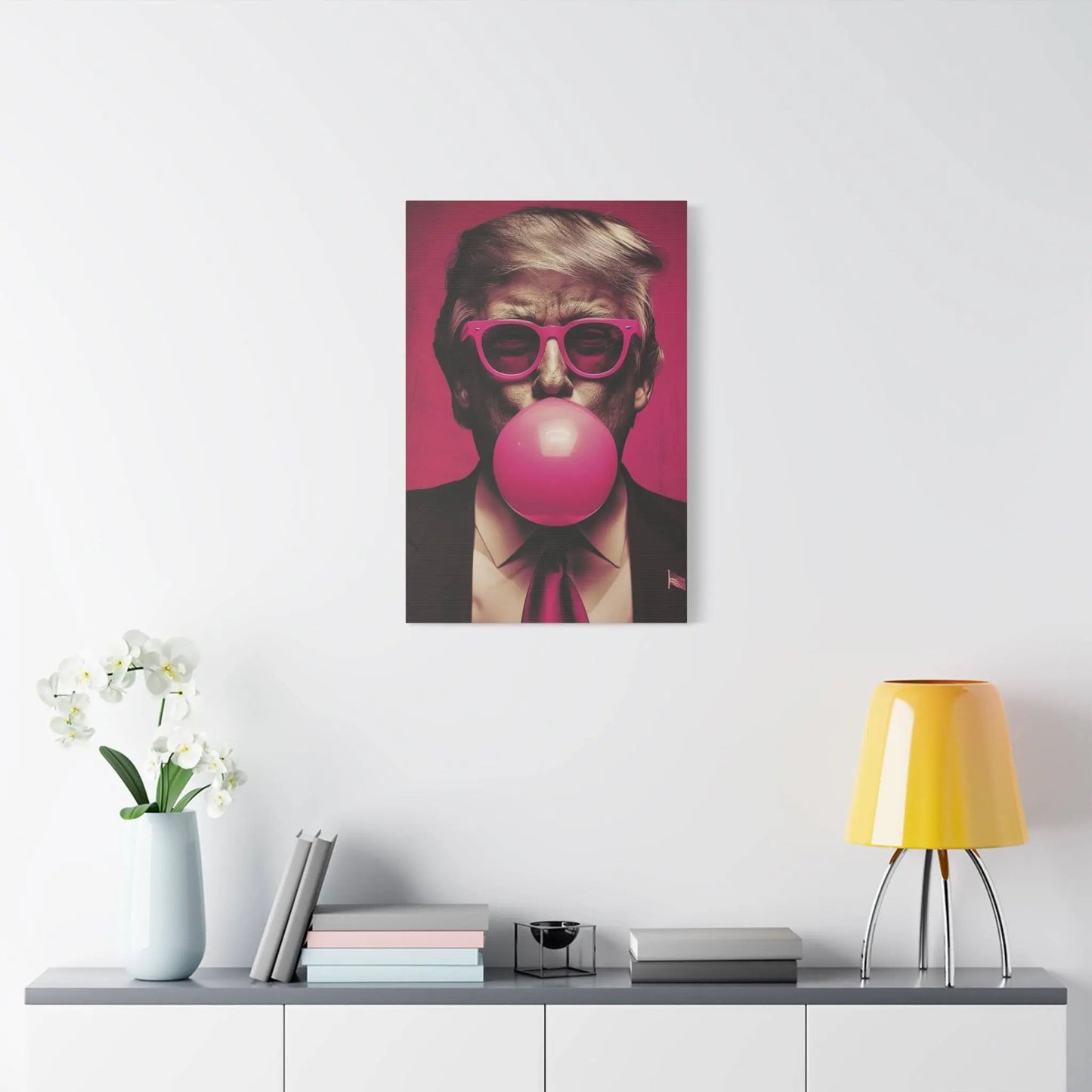 Donald Trump Bubble Gum Art - Stretched Canvas - Galvaleos