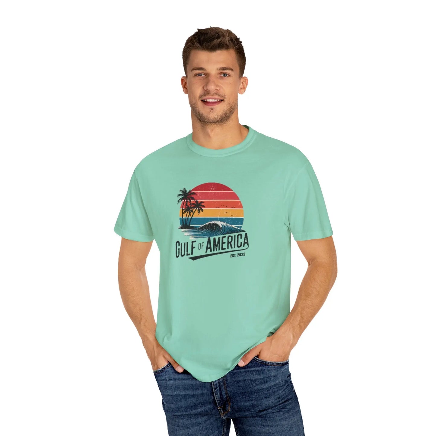 Gulf of America Garment-Dyed T-shirt, Beach Vibes Tee, Summer Apparel, Travel Shirt, Vacation Gift, Unisex Style - Galvaleos