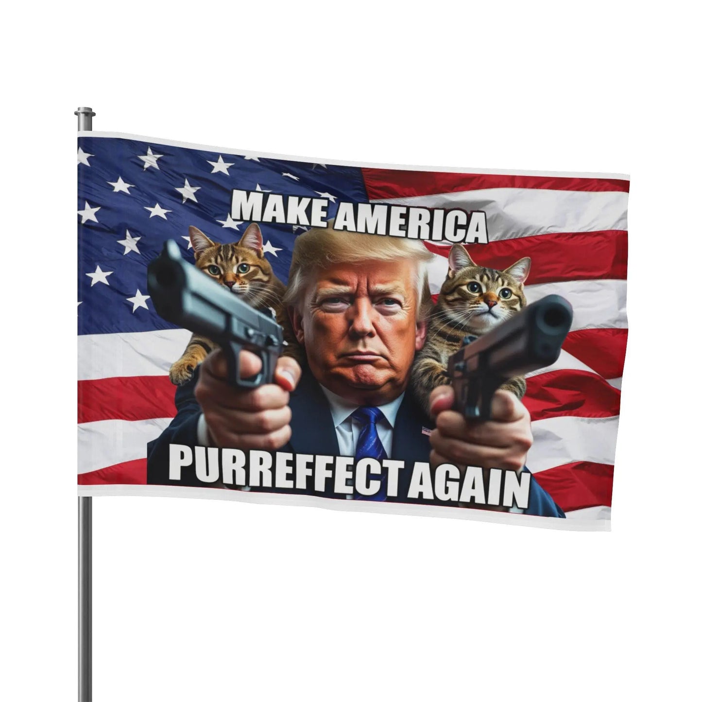 Trump Cat American Flag, Make America Purrfect Again, Patriotic, USA - Galvaleos
