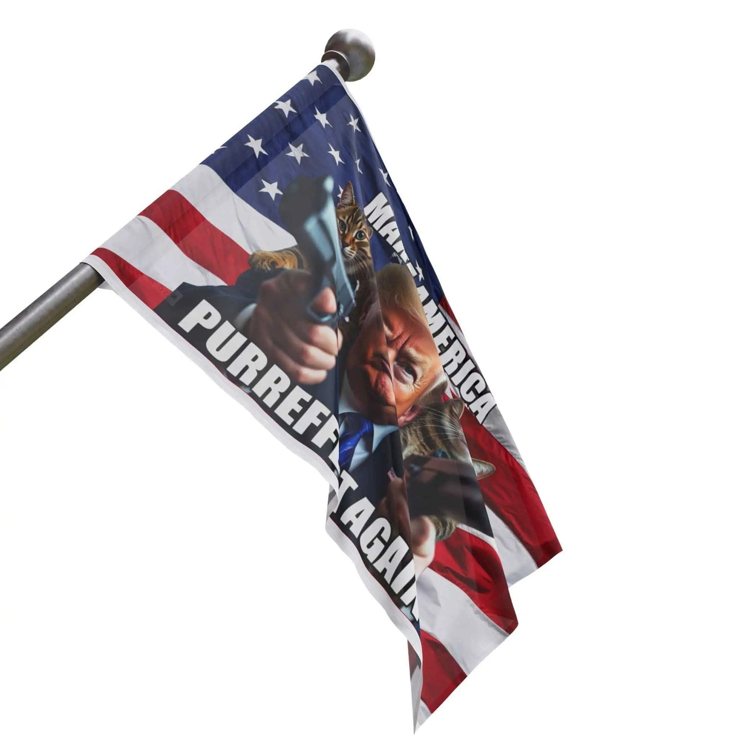 Trump Cat American Flag, Make America Purrfect Again, Patriotic, USA - Galvaleos