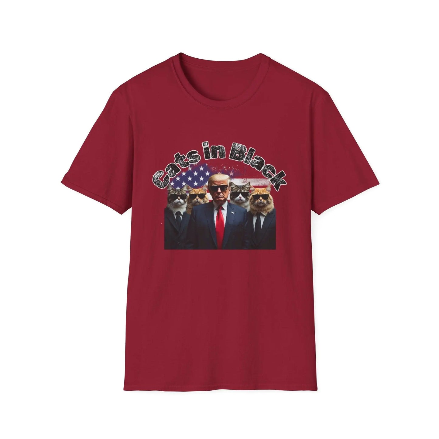 Trump with the Cats in Black MAGA Unisex Tshirt - Galvaleos