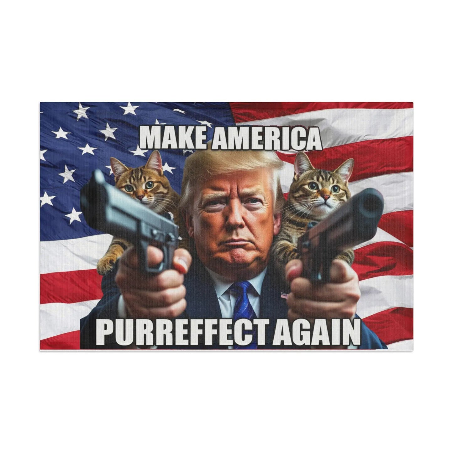 Trump Cat American Flag, Make America Purrfect Again, Patriotic, USA - Galvaleos