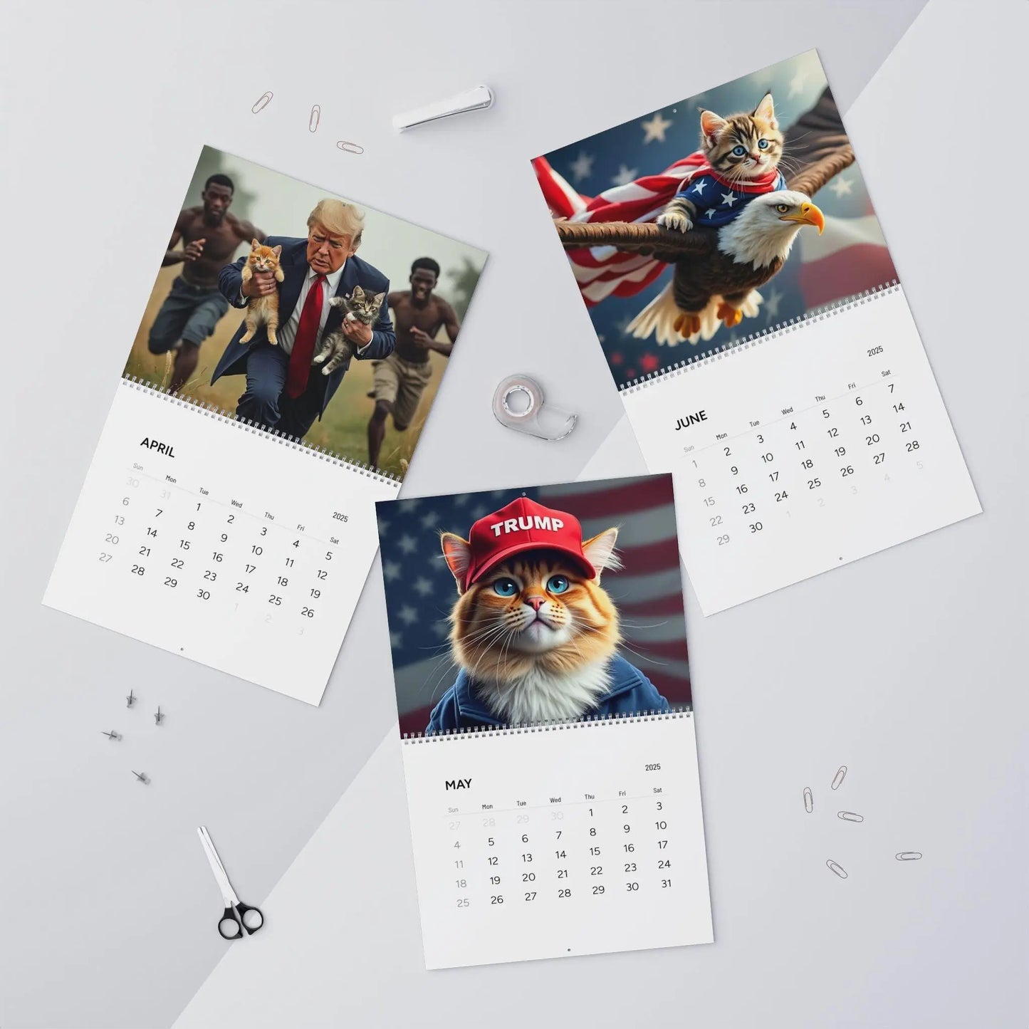 Wall Calendar Trump and Cats 2025 - Galvaleos