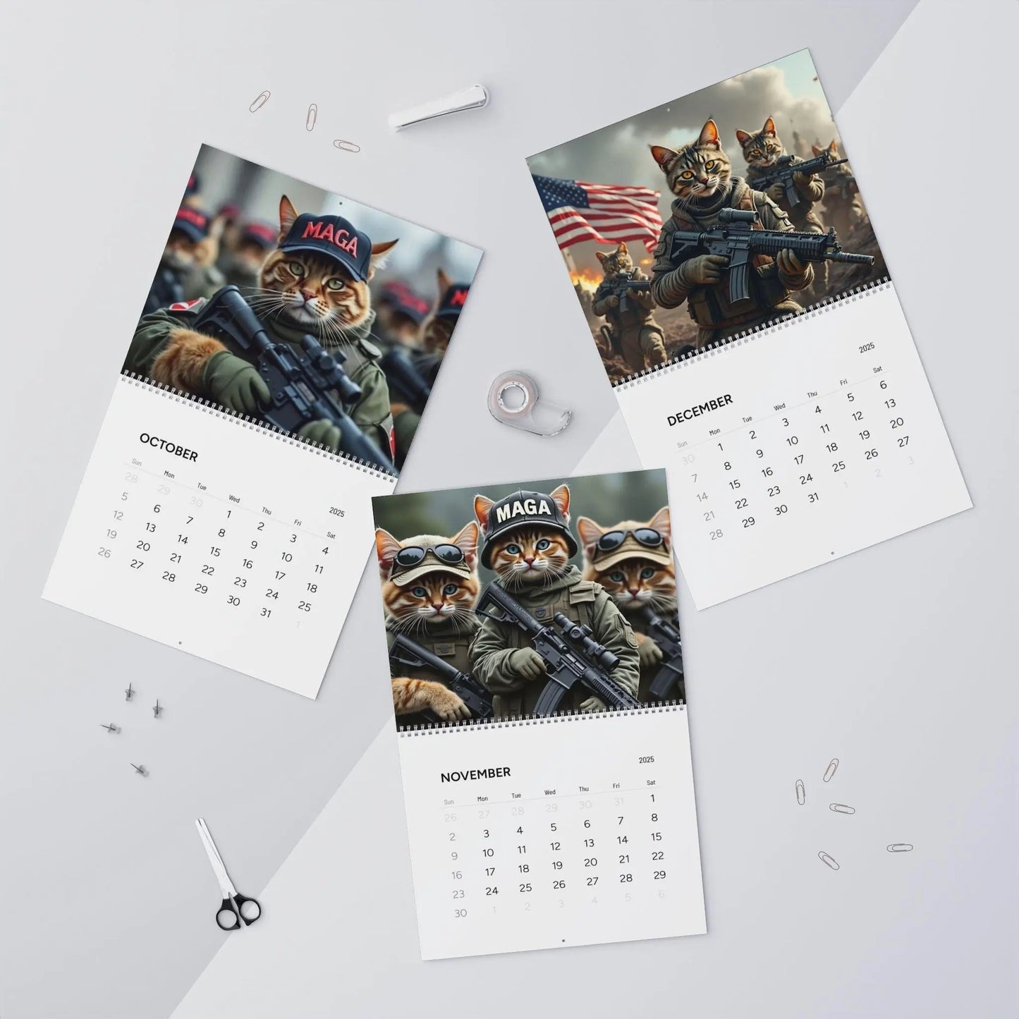 Wall Calendar Trump and Cats 2025 - Galvaleos