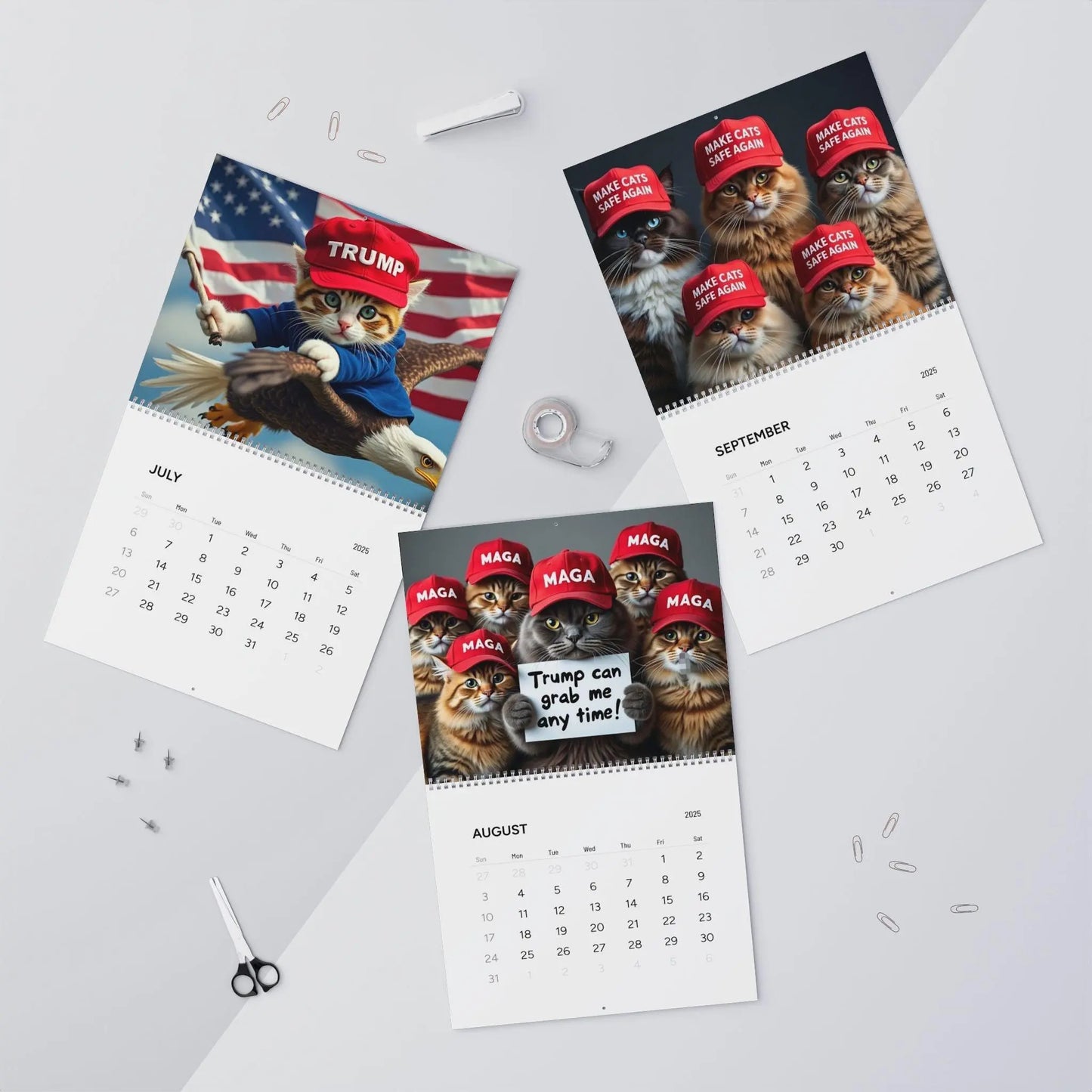 Wall Calendar Trump and Cats 2025 - Galvaleos