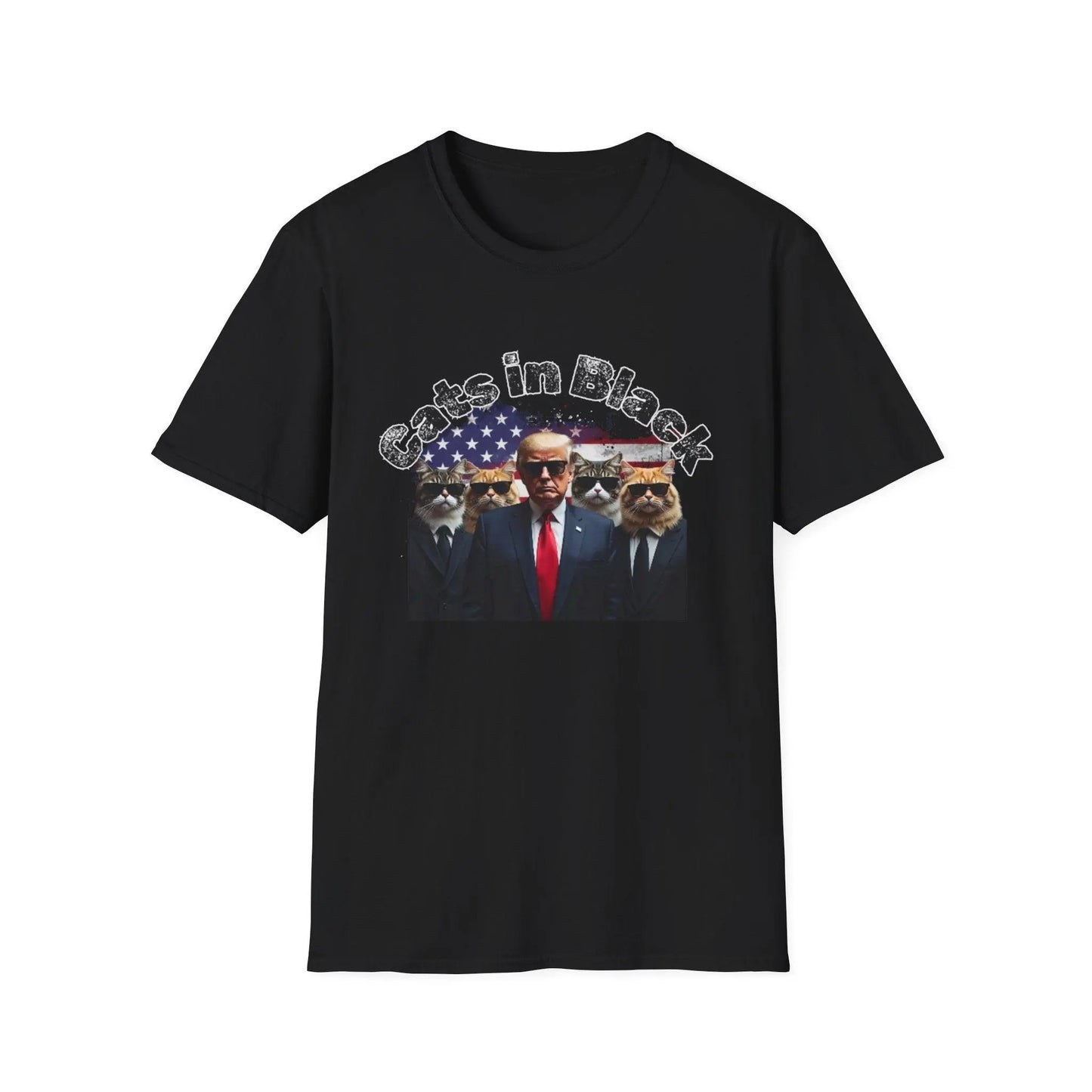 Trump with the Cats in Black MAGA Unisex Tshirt - Galvaleos