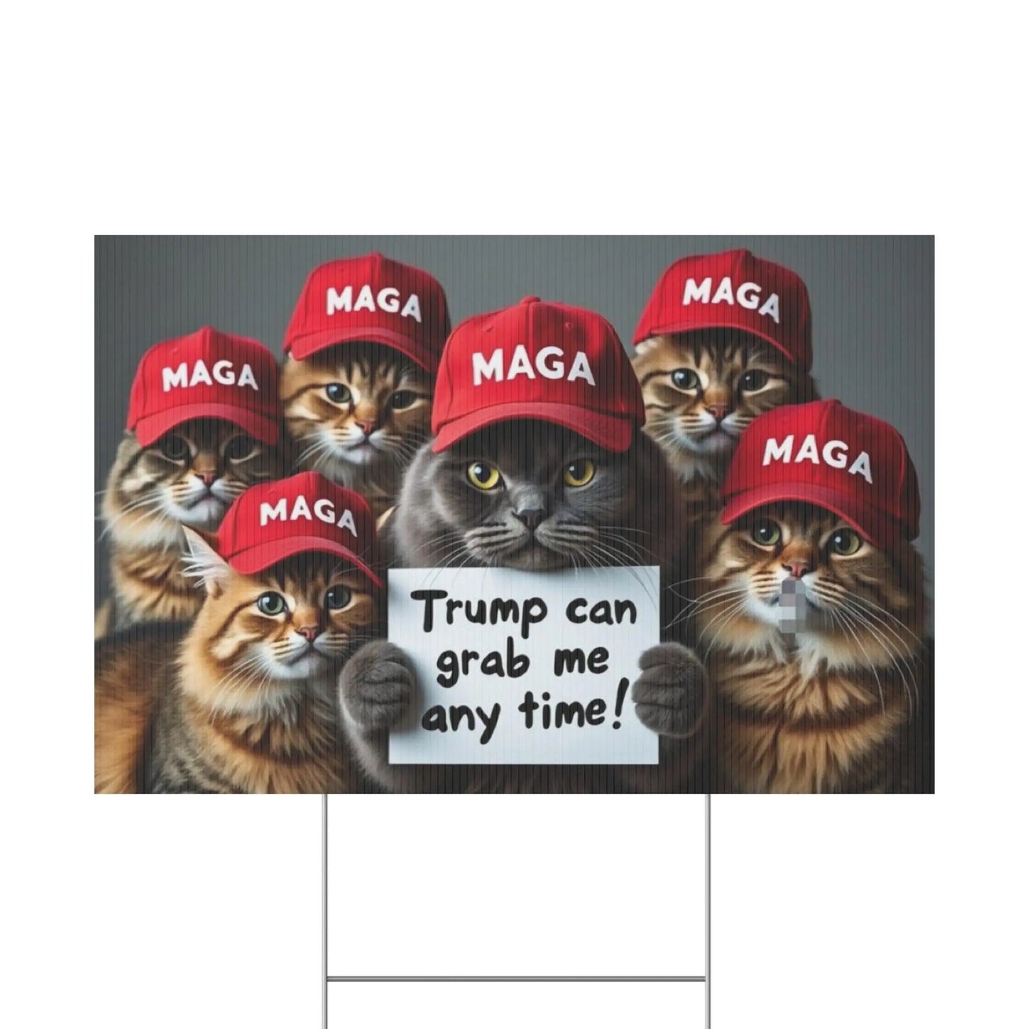 Yard Sign - Trump Can Grab Me Anytime Cat Sign - Galvaleos