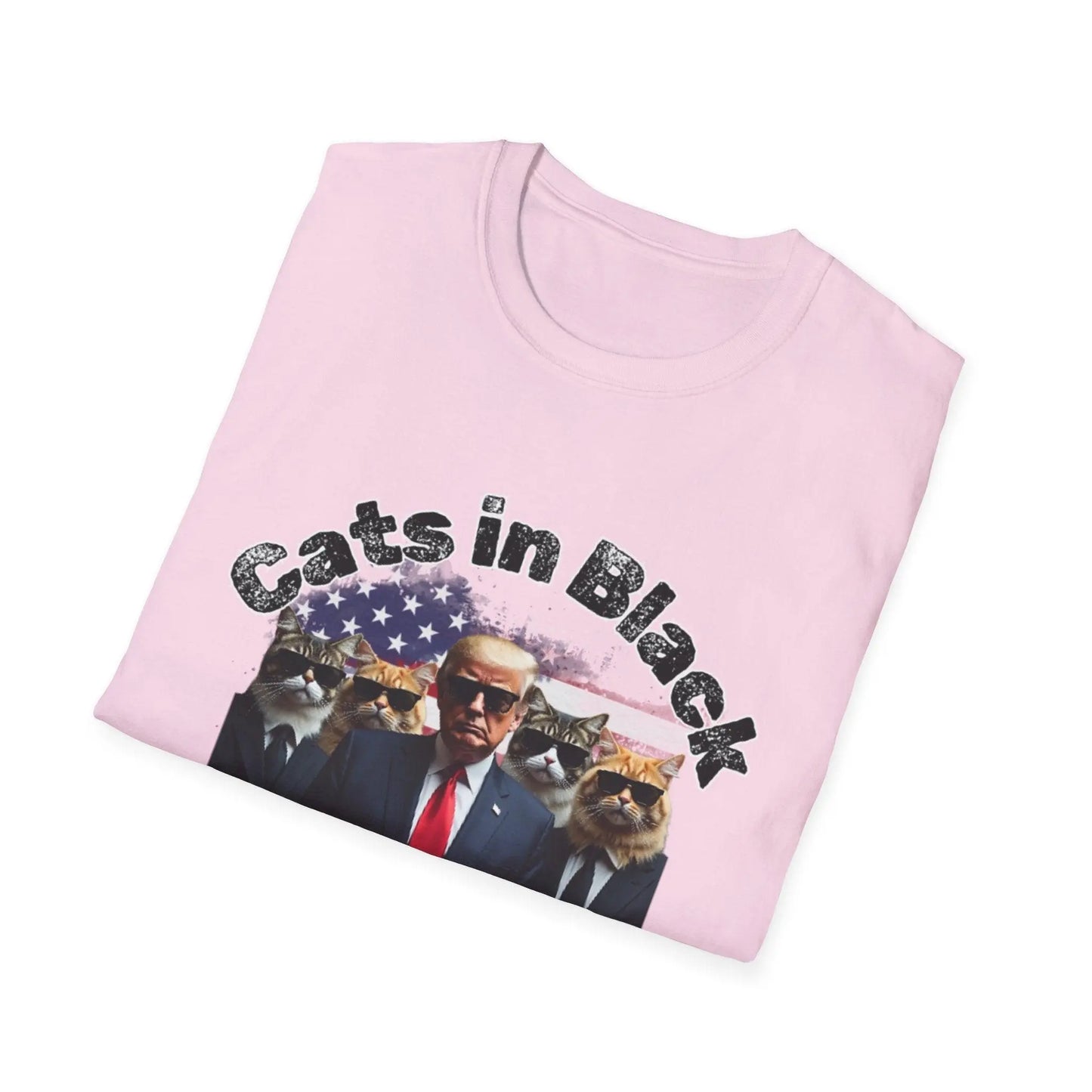 Trump with the Cats in Black MAGA Unisex Tshirt - Galvaleos