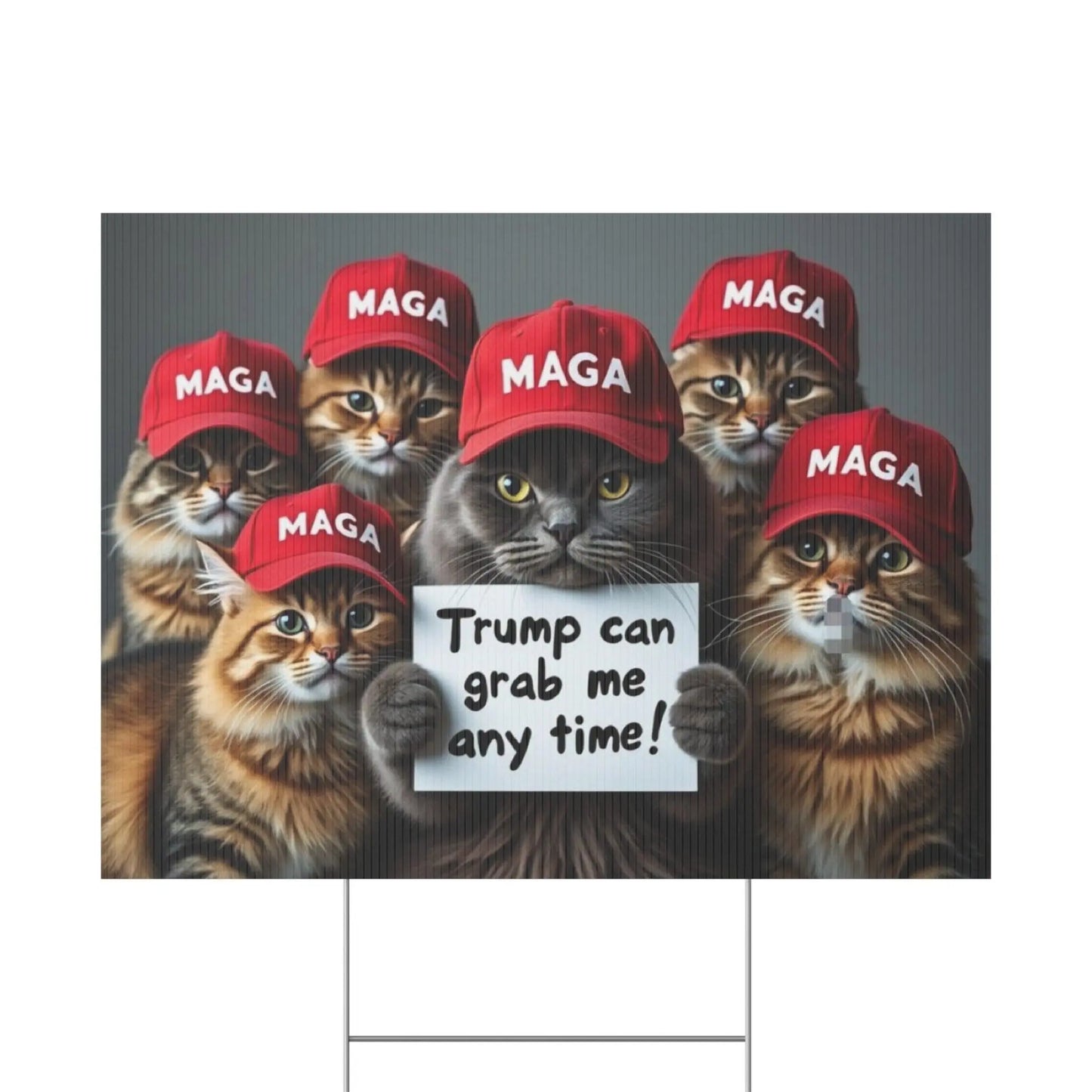 Yard Sign - Trump Can Grab Me Anytime Cat Sign - Galvaleos