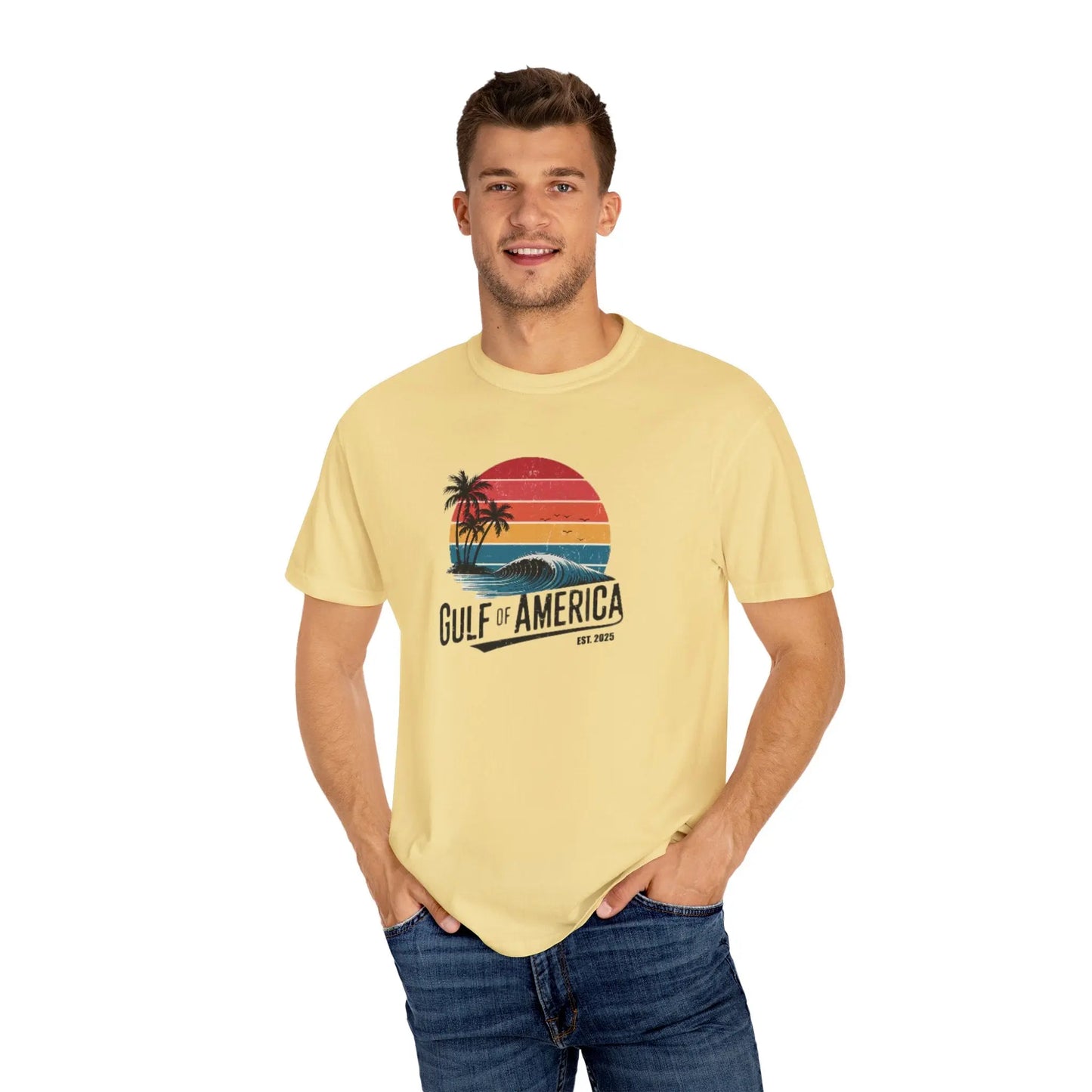 Gulf of America Garment-Dyed T-shirt, Beach Vibes Tee, Summer Apparel, Travel Shirt, Vacation Gift, Unisex Style - Galvaleos