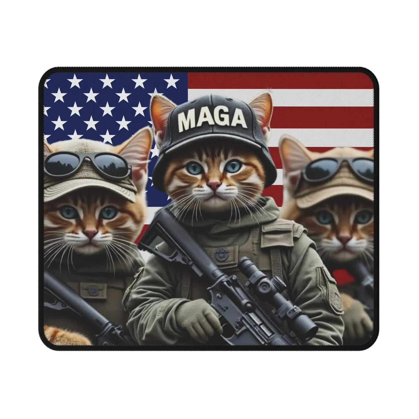 Mouse Pad - MAGA Cats Military Patriotic Trump Design - Galvaleos