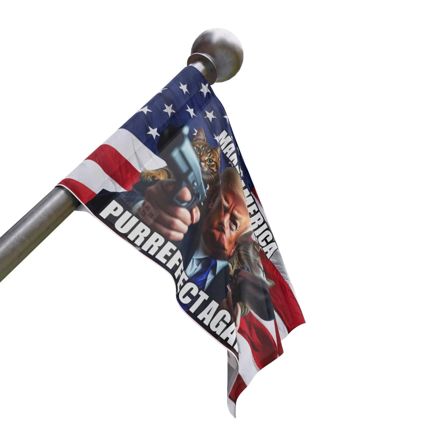 Trump Cat American Flag, Make America Purrfect Again, Patriotic, USA - Galvaleos