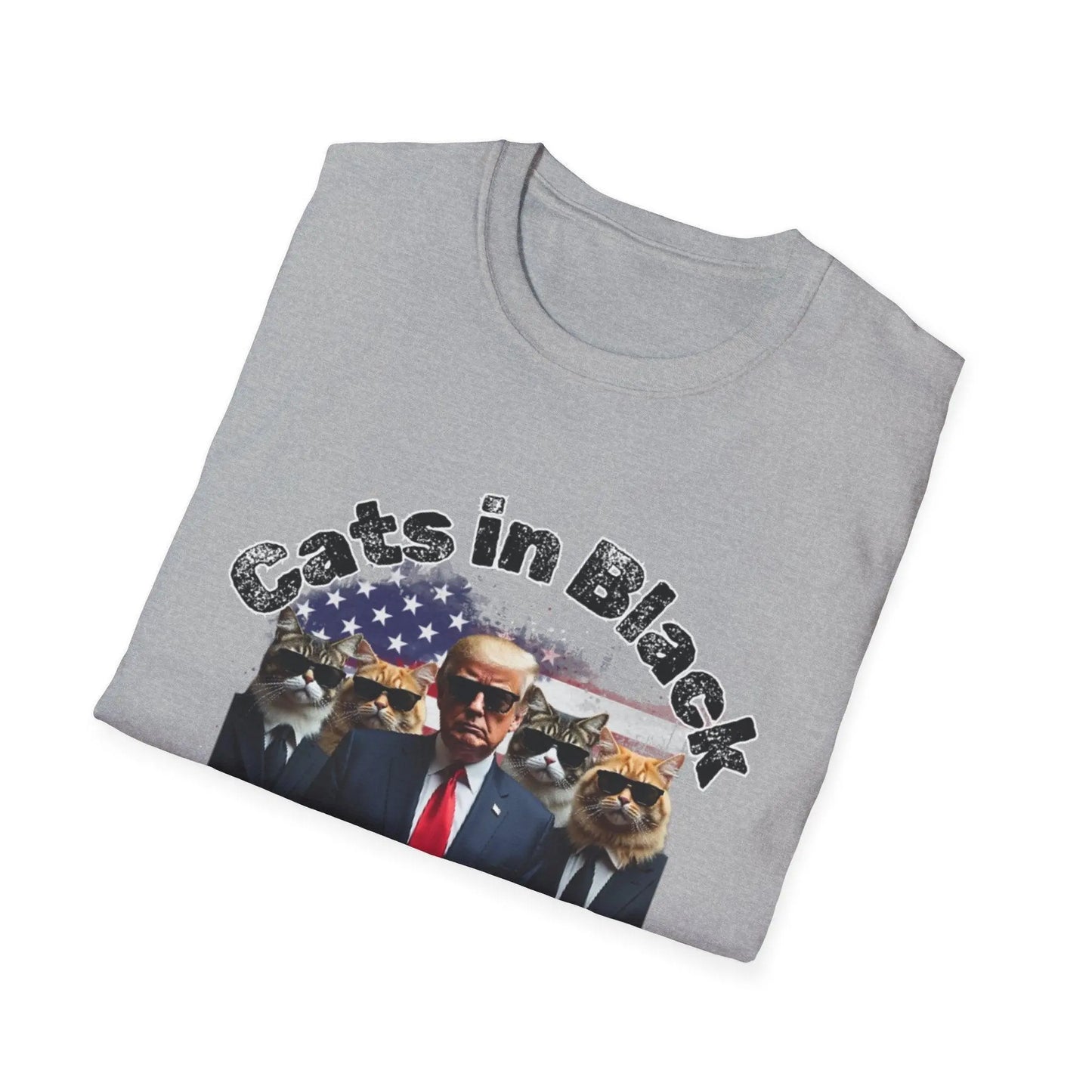Trump with the Cats in Black MAGA Unisex Tshirt - Galvaleos