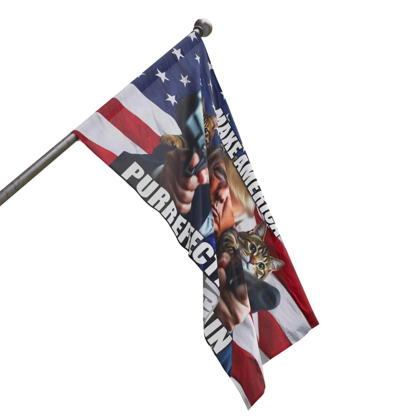 Trump Cat American Flag, Make America Purrfect Again, Patriotic, USA - Galvaleos