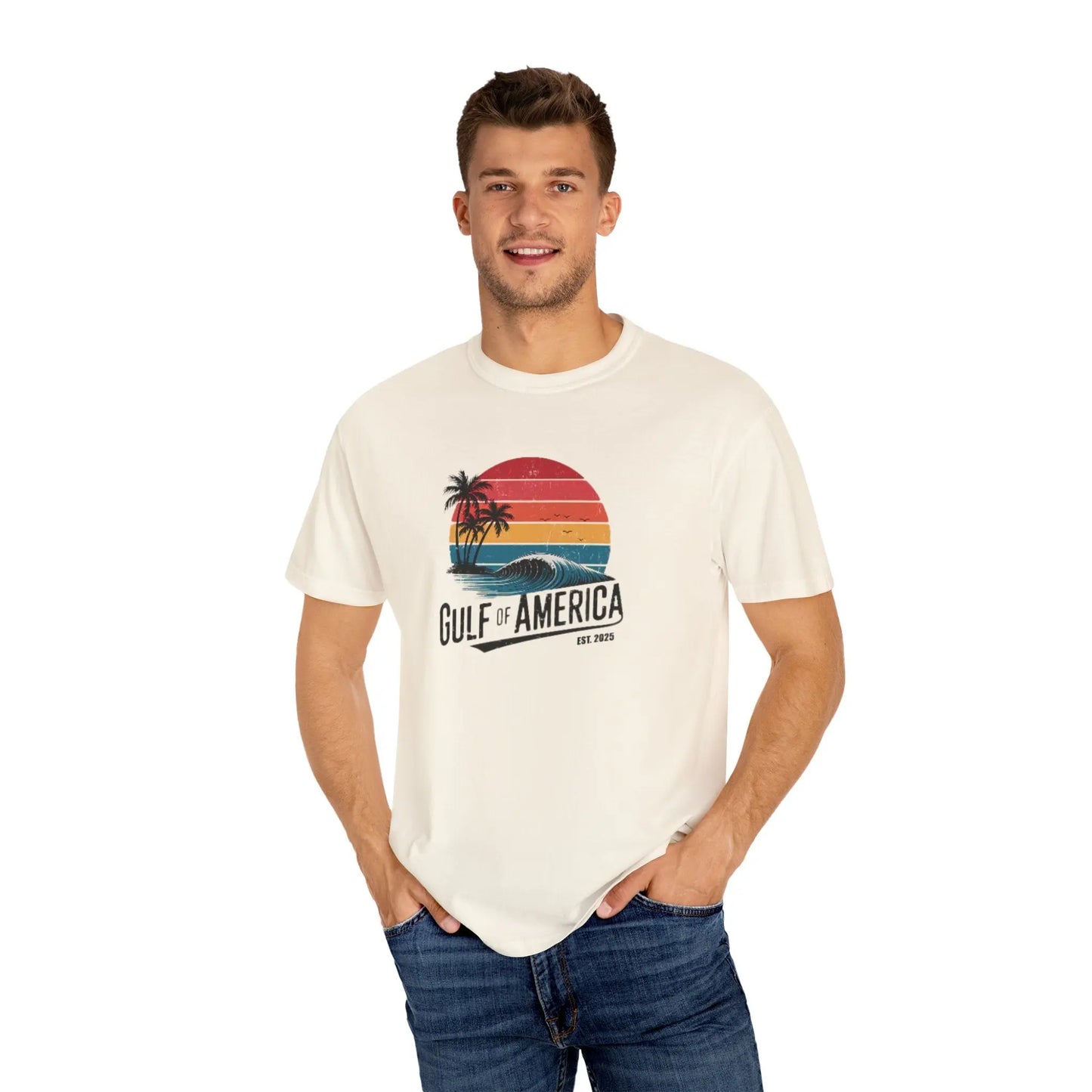 Gulf of America Garment-Dyed T-shirt, Beach Vibes Tee, Summer Apparel, Travel Shirt, Vacation Gift, Unisex Style - Galvaleos