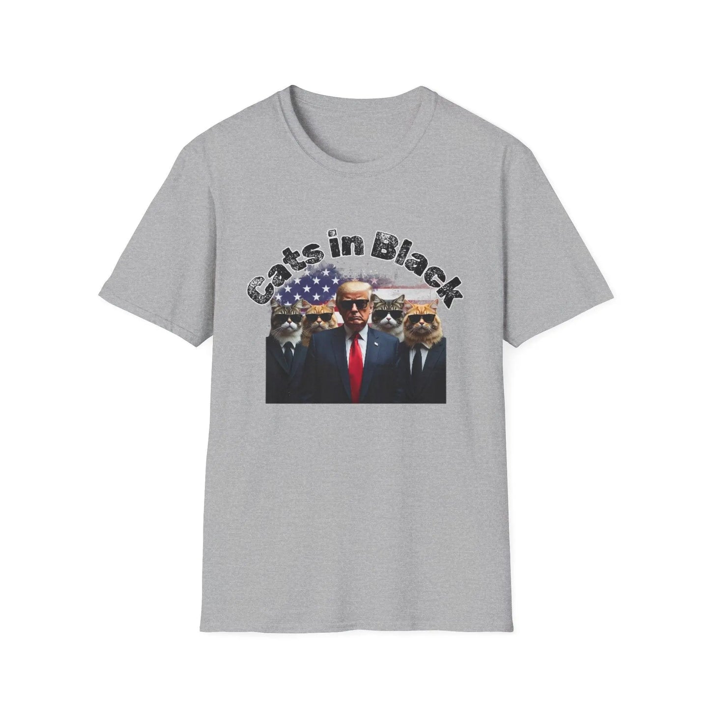 Trump with the Cats in Black MAGA Unisex Tshirt - Galvaleos