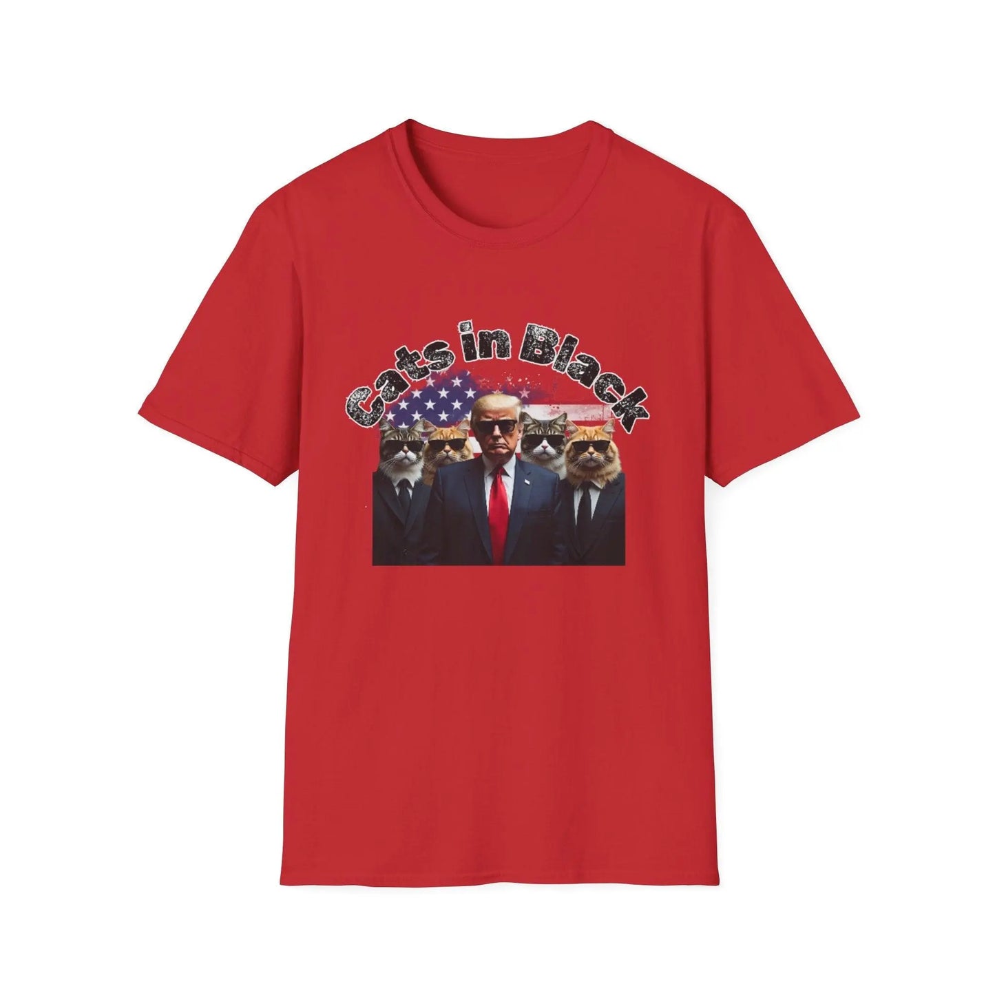 Trump with the Cats in Black MAGA Unisex Tshirt - Galvaleos
