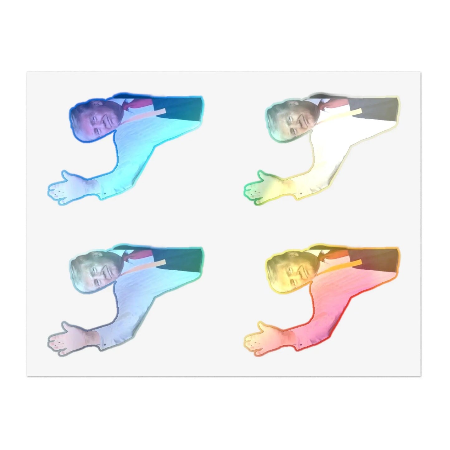 Trump Wave, McDonalds Trump, Funny Trump Stickers, Trump Presidential Election, Trump Humor Sticker Sheet - Galvaleos Galvaleos Galvaleos 11" × 8.5" / Holographic / Die-Cut Printify Paper products Trump Wave, McDonalds Trump, Funny Trump Stickers, Trump Presidential Election, Trump Humor Sticker Sheet