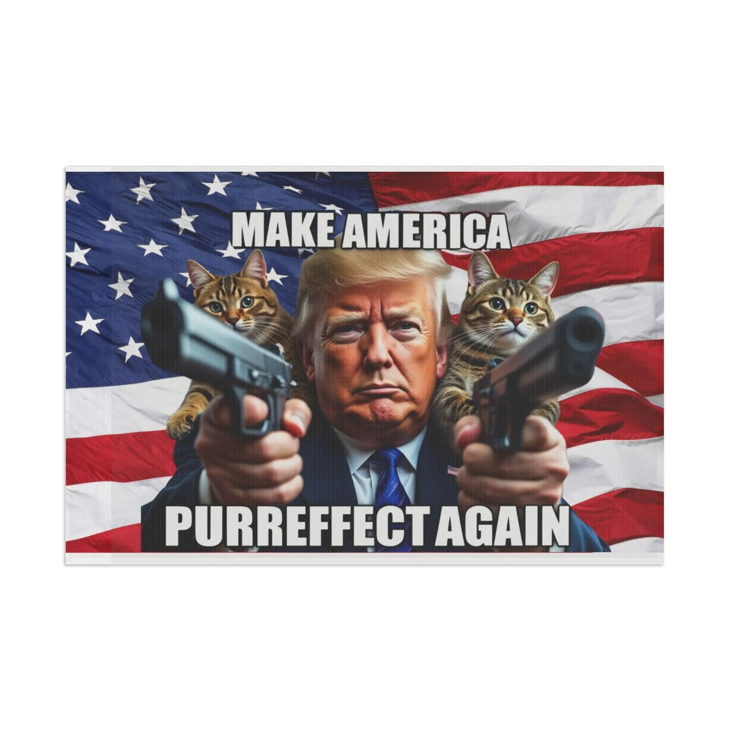 Trump Cat American Flag, Make America Purrfect Again, Patriotic, USA - Galvaleos