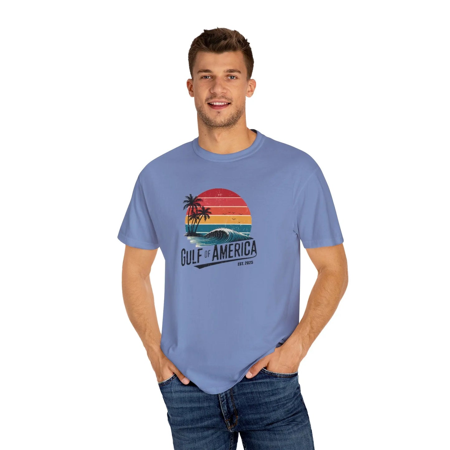 Gulf of America Garment-Dyed T-shirt, Beach Vibes Tee, Summer Apparel, Travel Shirt, Vacation Gift, Unisex Style - Galvaleos