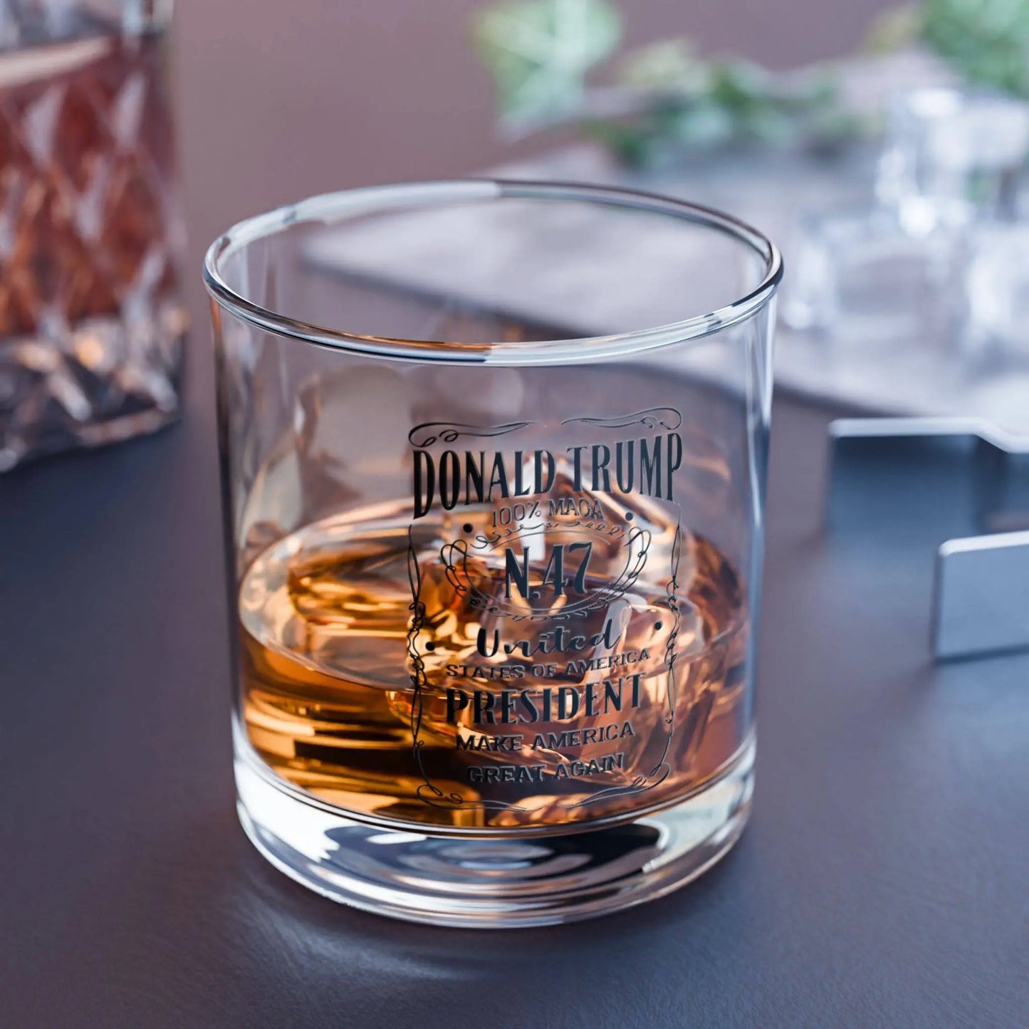 Trump Rocks Glass, Jack Daniels theme - Whiskey Glass - Galvaleos