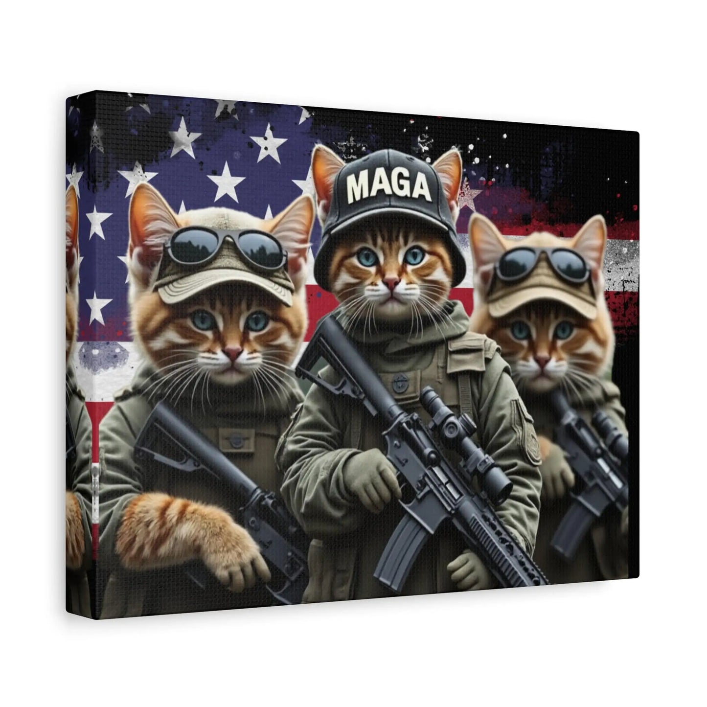 MAGA Tactical Military Cats, Trump, Patriotic Canvas - Canvas Print - Galvaleos