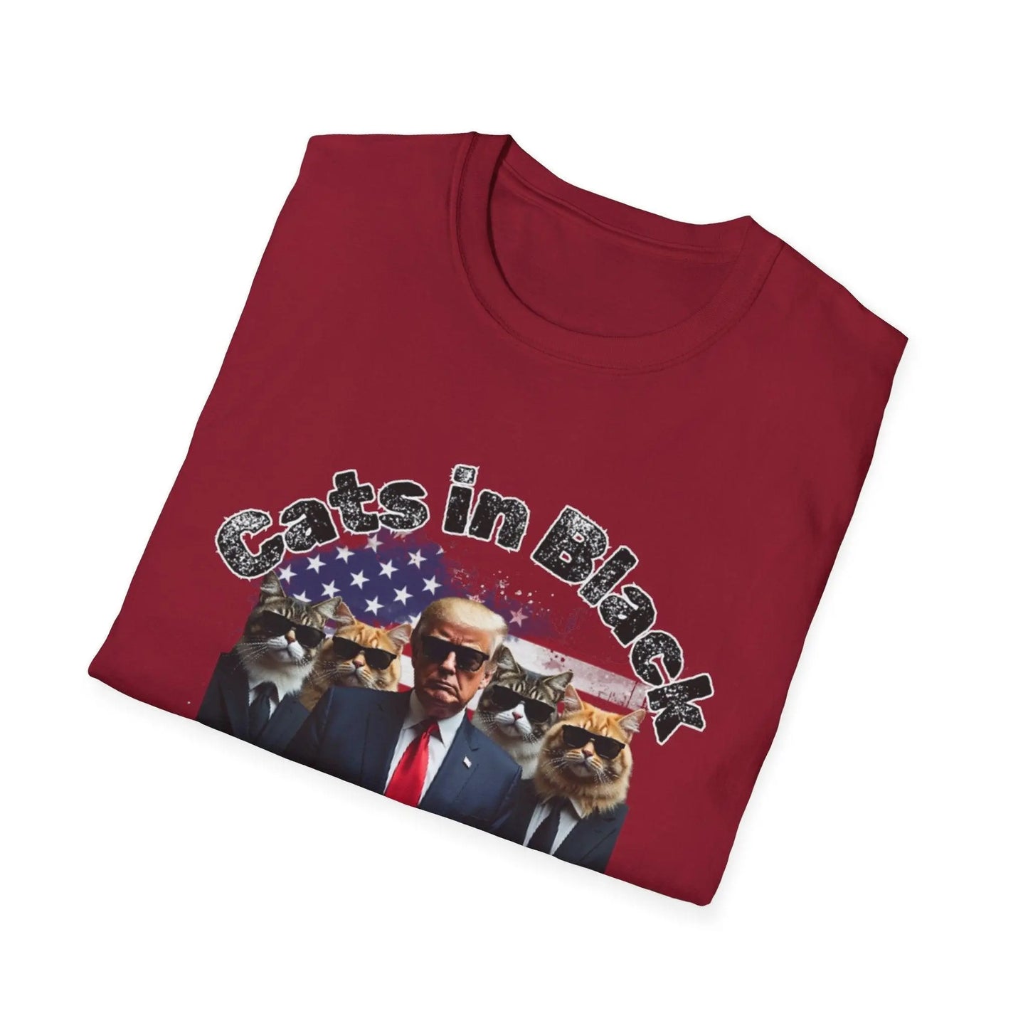 Trump with the Cats in Black MAGA Unisex Tshirt - Galvaleos