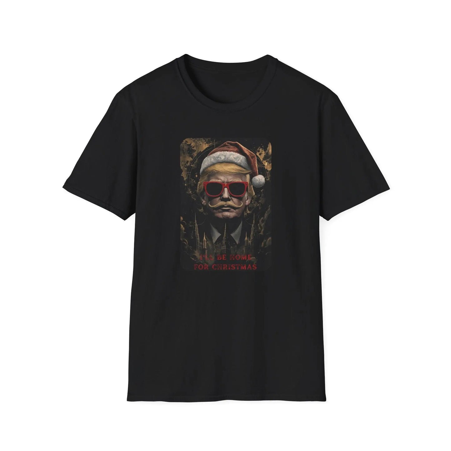 Trump I'll Be Home For Christmas Tshirt, Home for the Holidays Tee, Festive Xmas Shirt, Patriotic Winter Top, Unisex Softstyle T-Shirt - Galvaleos Galvaleos Galvaleos XS / Black Printify T-Shirt Trump I'll Be Home For Christmas Tshirt, Home for the Holidays Tee, Festive Xmas Shirt, Patriotic Winter Top, Unisex Softstyle T-Shirt