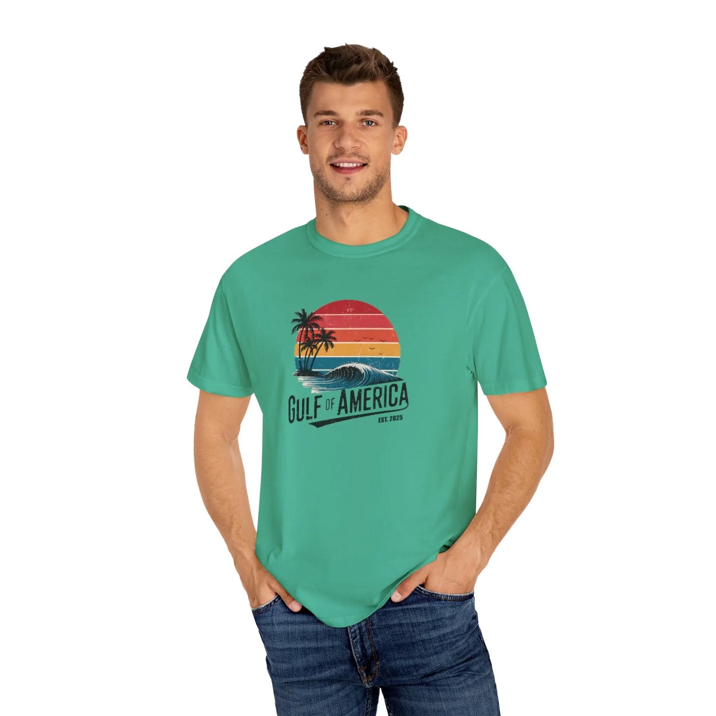 Gulf of America Garment-Dyed T-shirt, Beach Vibes Tee, Summer Apparel, Travel Shirt, Vacation Gift, Unisex Style - Galvaleos
