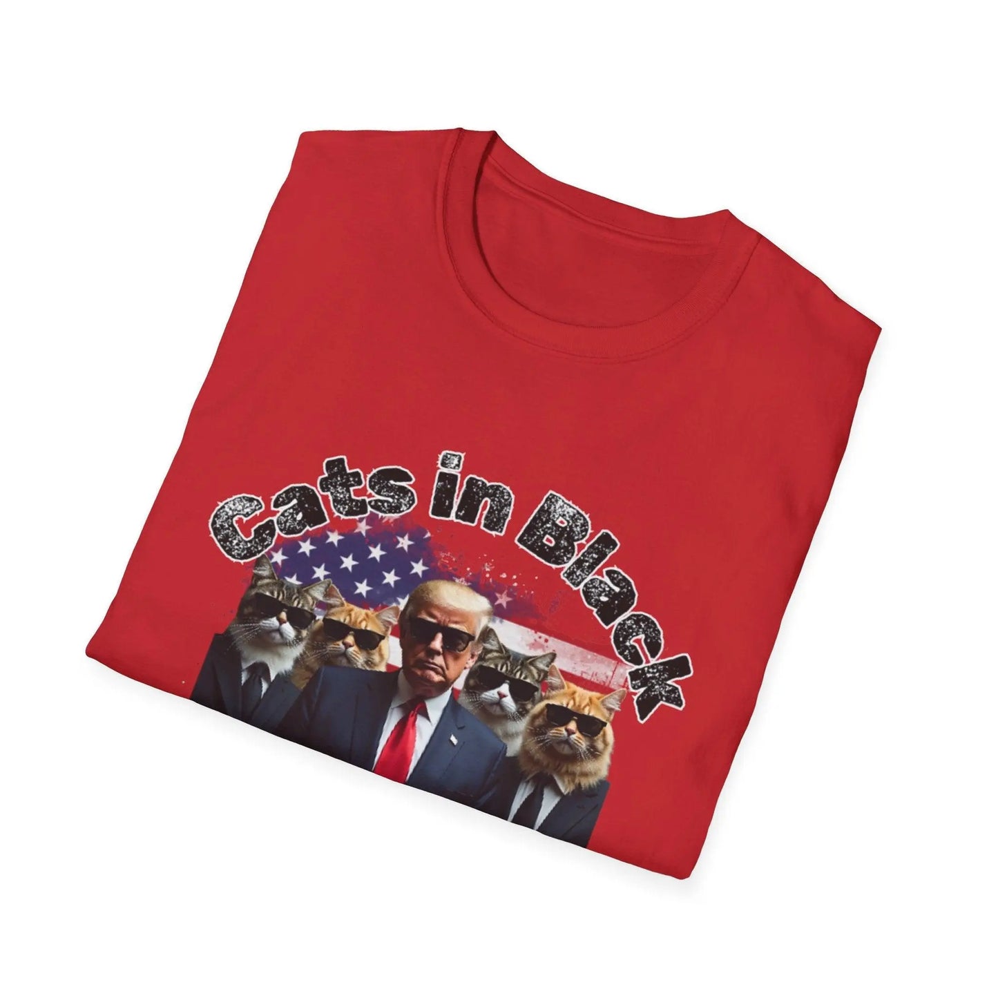 Trump with the Cats in Black MAGA Unisex Tshirt - Galvaleos