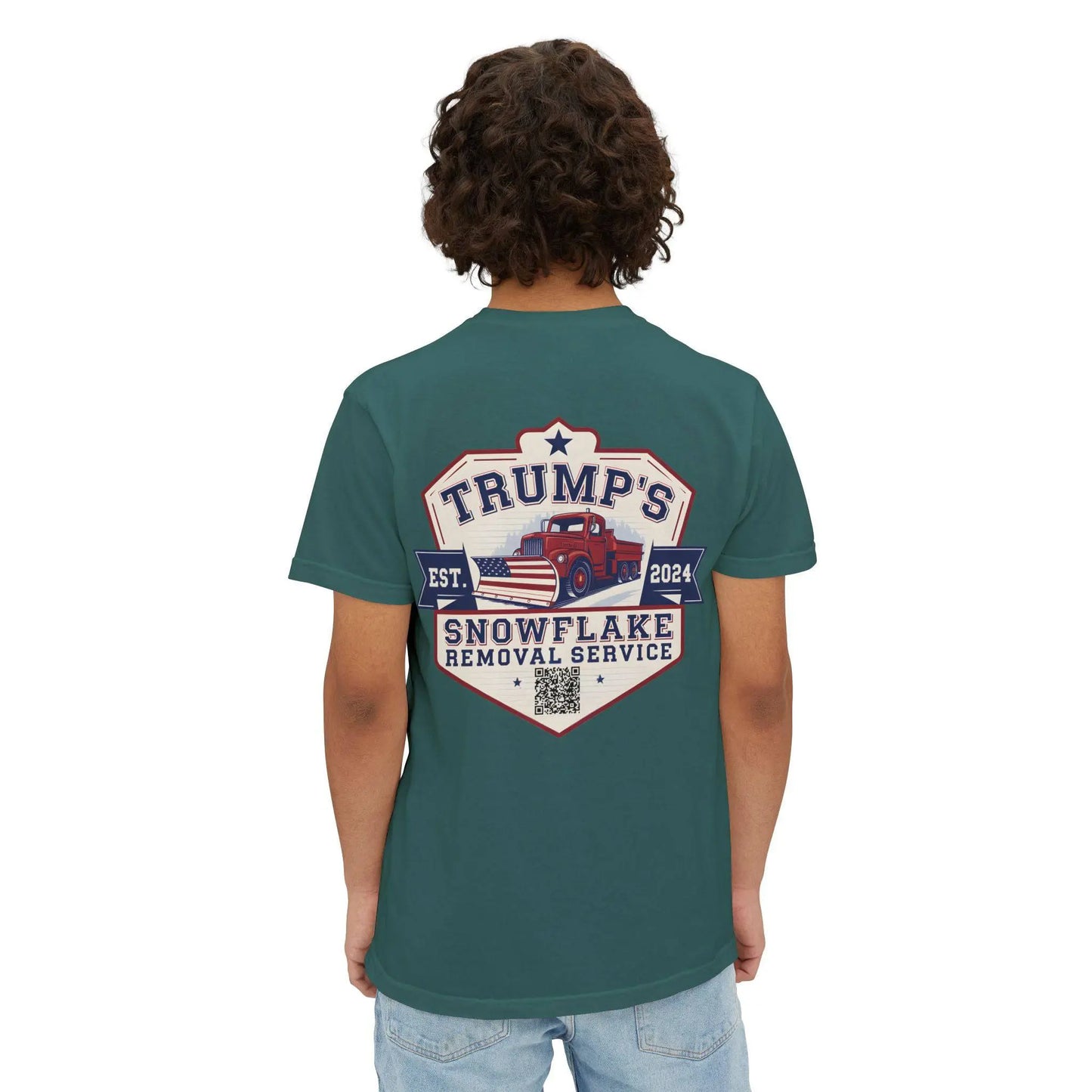 Trump Snowflake Removal QR Code, Trump YMCA Dance, Comfort Colors Unisex Pocket Tshirt - Galvaleos