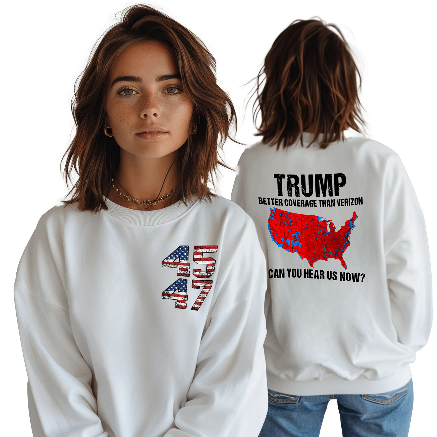 President Trump 45 47 Sweatshirt, More Coverage Than Verizon Sweatshirt, Trump Won, Landslide, soft style sweatshirt - Galvaleos