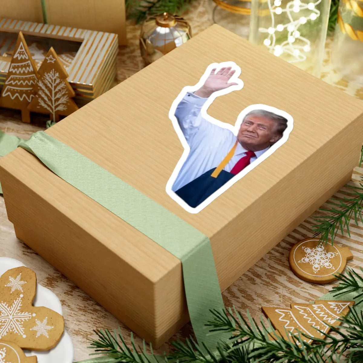 10pc Trump Waving McDonalds Kiss-Cut Sticker, Political Sticker, Funny Notebook Sticker, USA Election Sticker, Laptop Decal, Car Bumper Sticker - Galvaleos