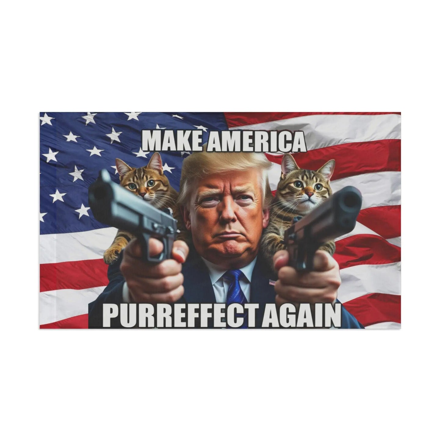 Trump Cat American Flag, Make America Purrfect Again, Patriotic, USA - Galvaleos