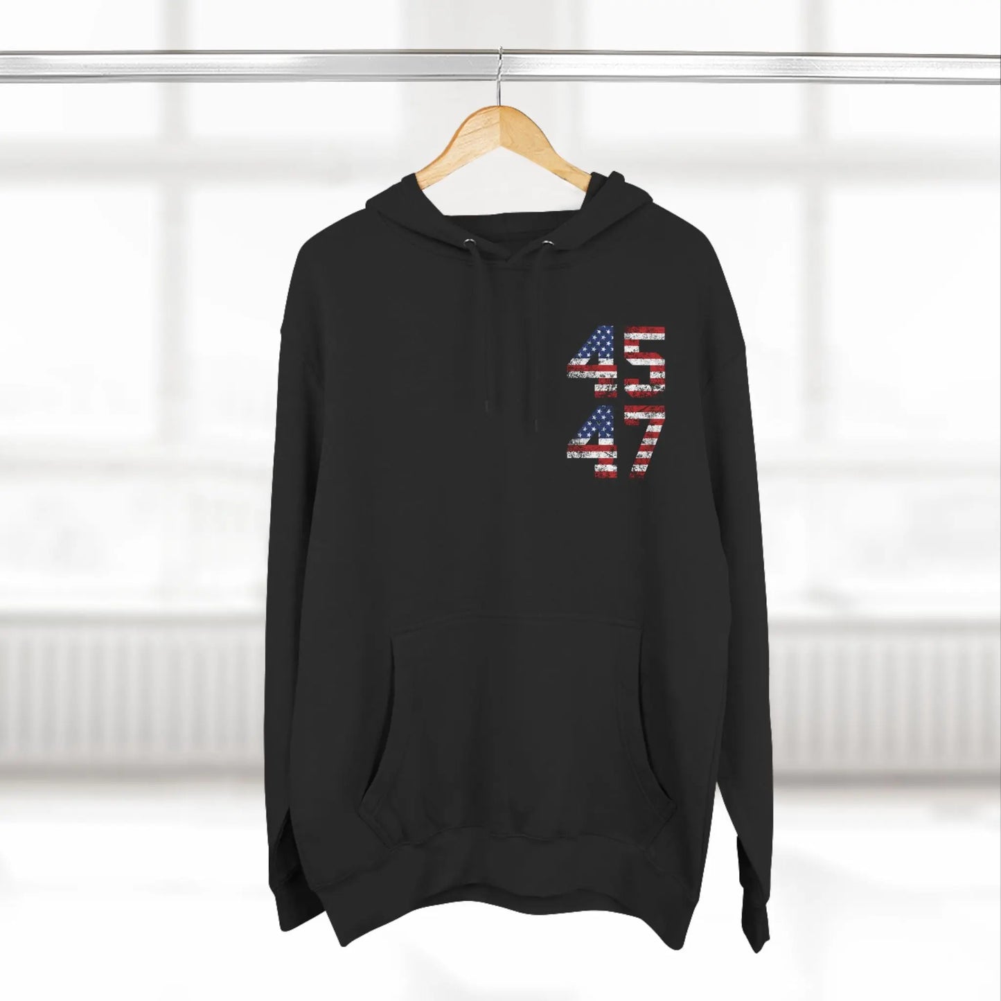 45 47 President Trump Three-Panel Fleece Hoodie - Galvaleos