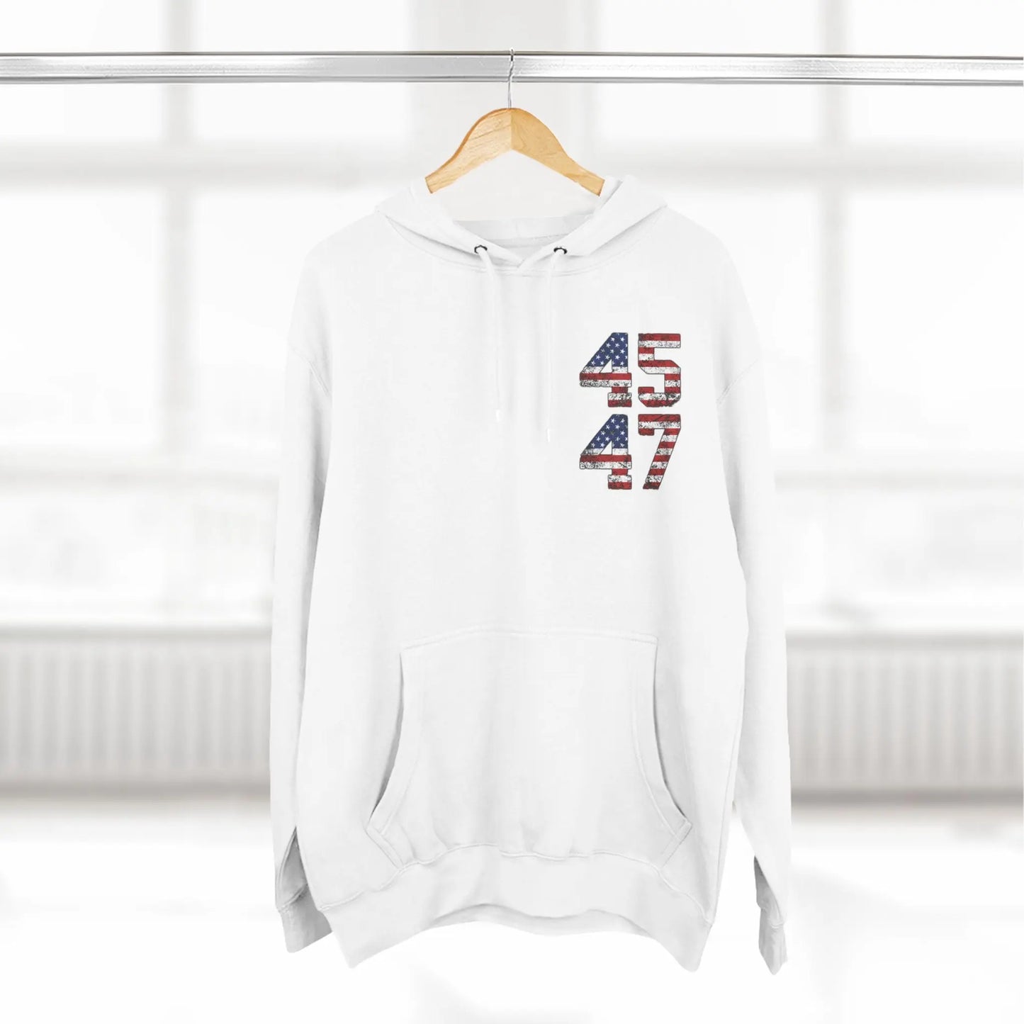 45 47 President Trump Three-Panel Fleece Hoodie - Galvaleos