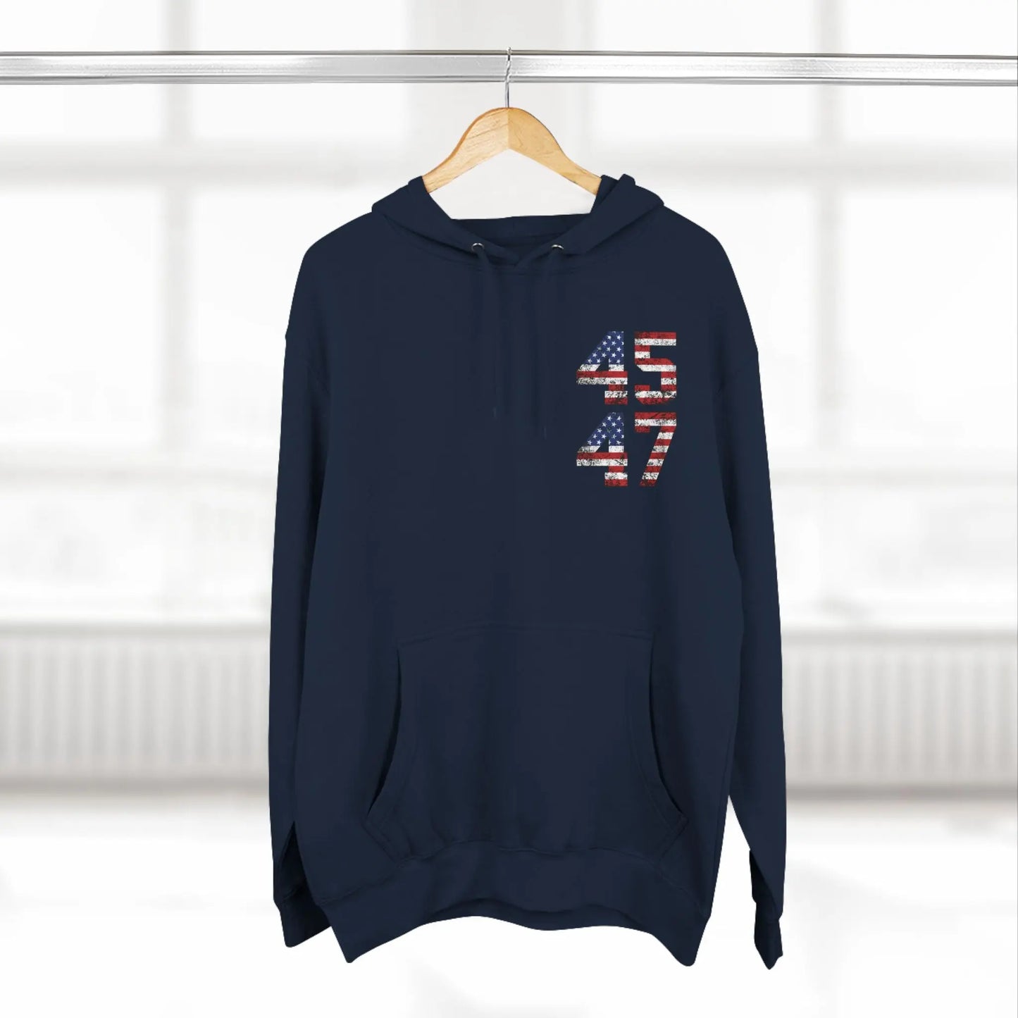 45 47 President Trump Three-Panel Fleece Hoodie - Galvaleos