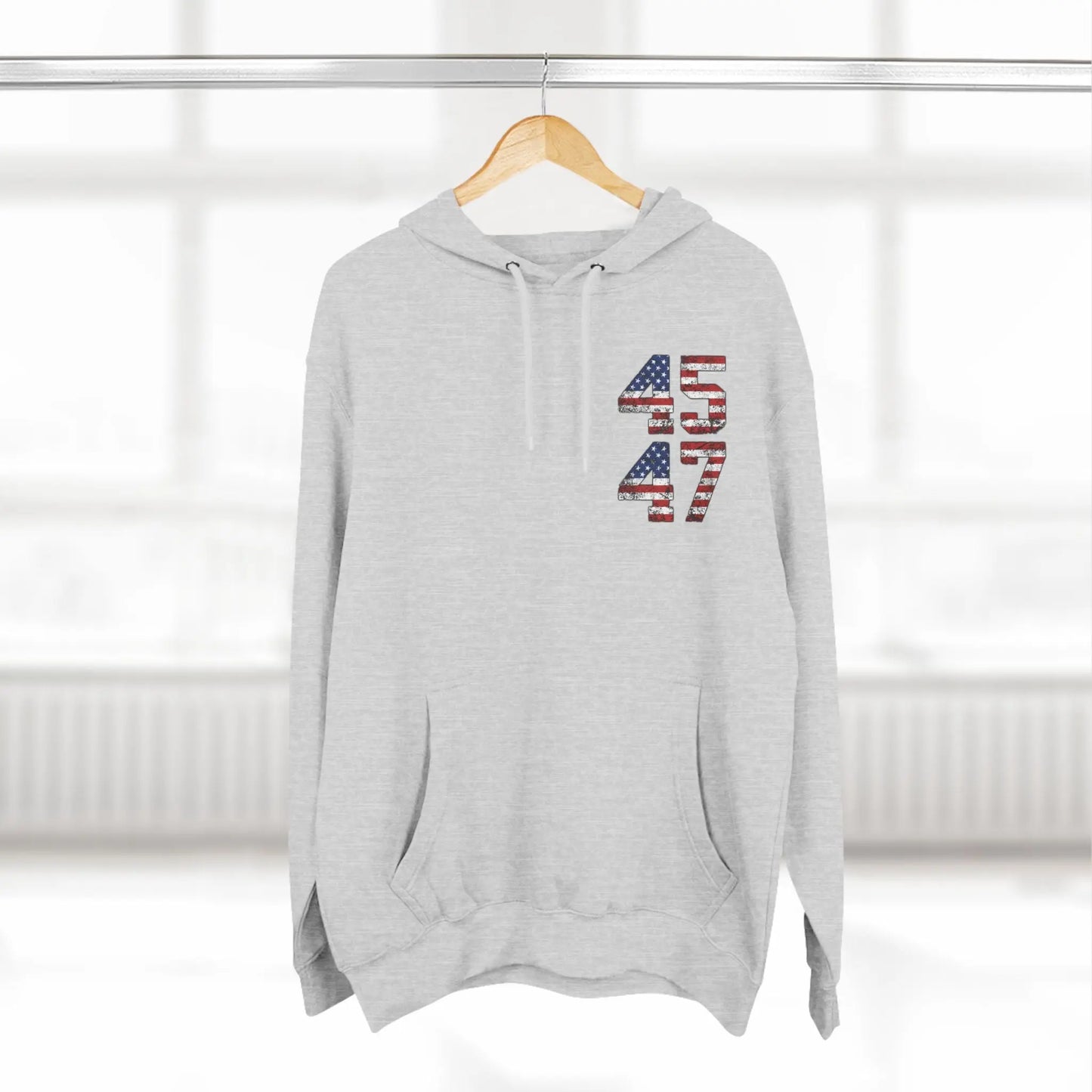 45 47 President Trump Three-Panel Fleece Hoodie - Galvaleos
