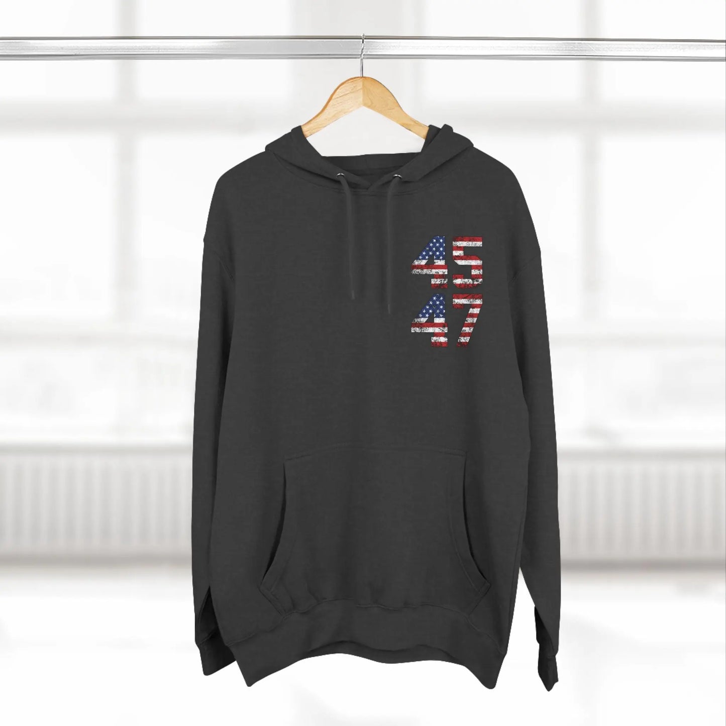 45 47 President Trump Three-Panel Fleece Hoodie - Galvaleos