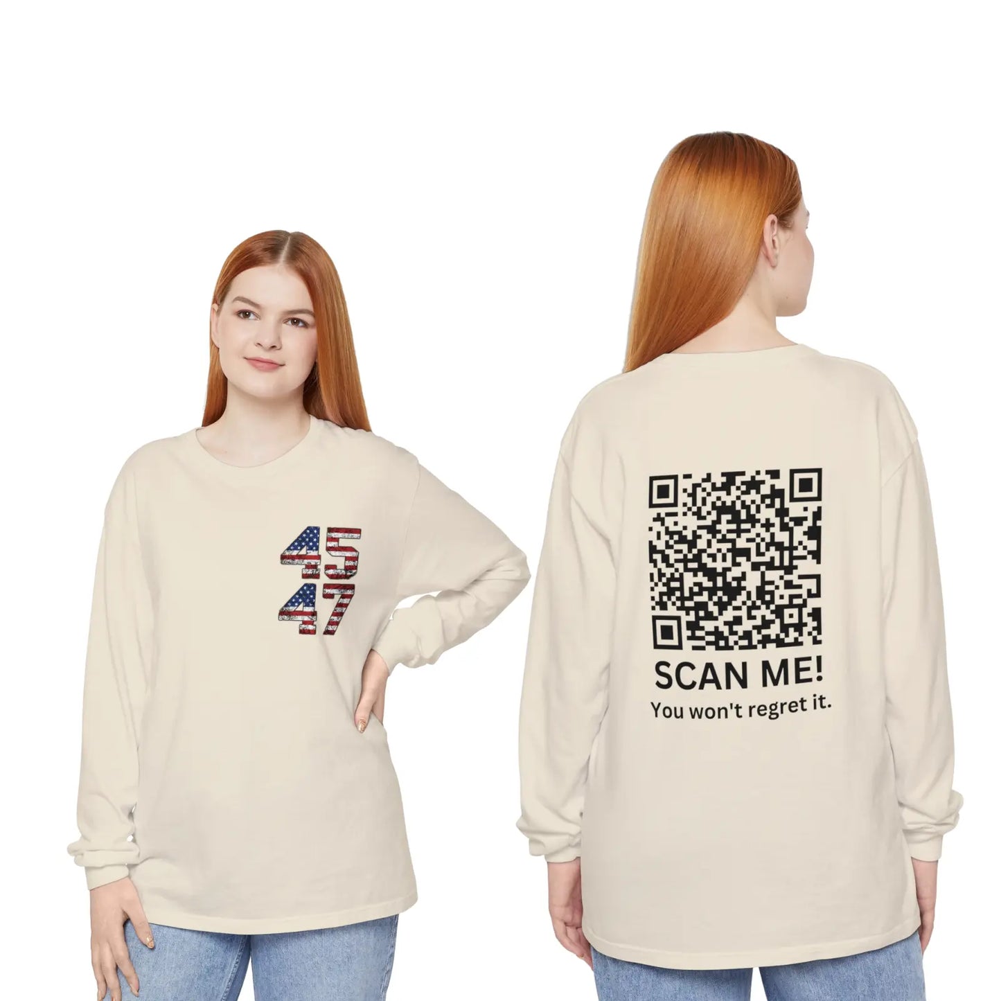 Trump YMCA Dance QR Code Long Sleeve Tshirt, Funny Comfort Colors Tee, Unisex Long Sleeve Shirt - Galvaleos