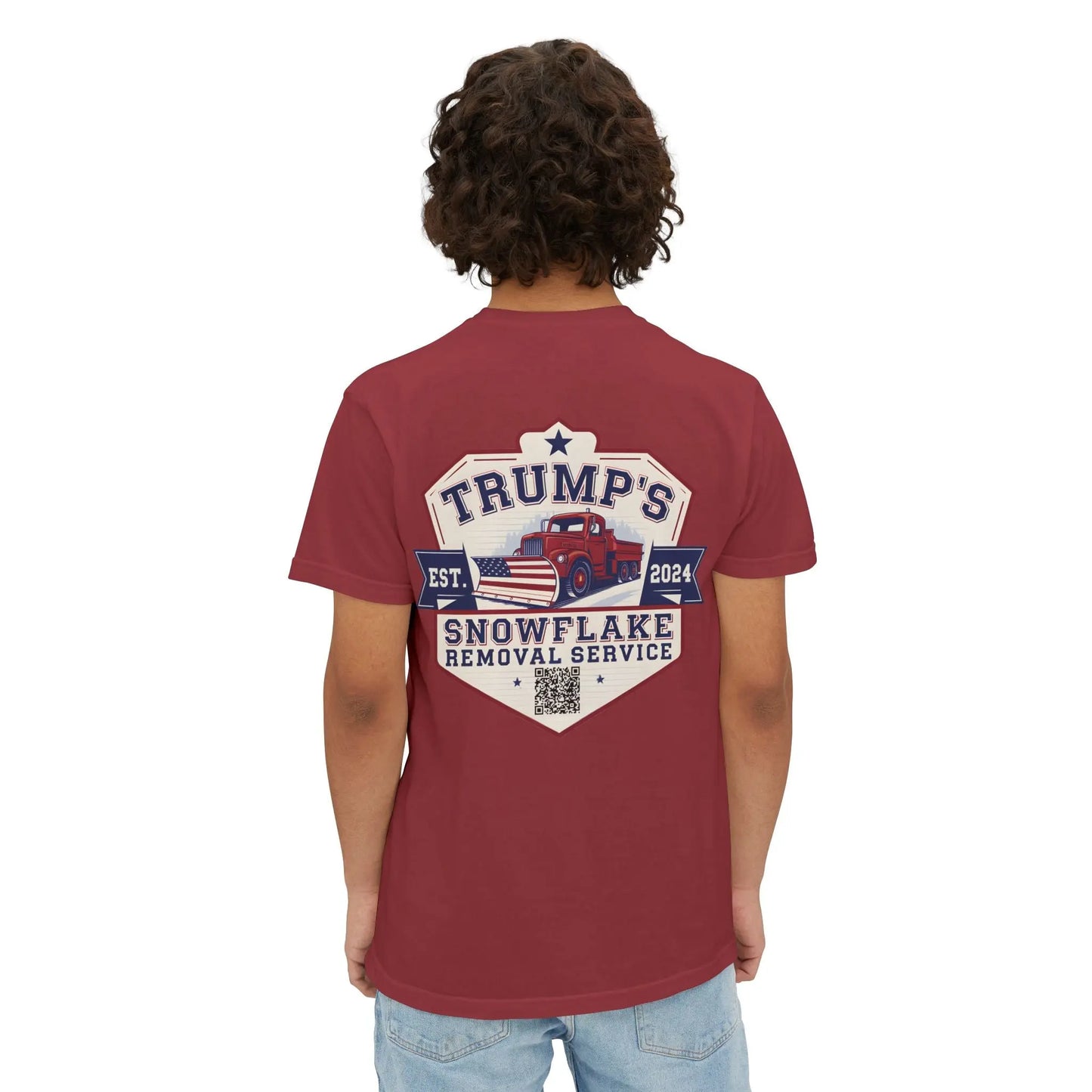 Trump Snowflake Removal QR Code, Trump YMCA Dance, Comfort Colors Unisex Pocket Tshirt - Galvaleos