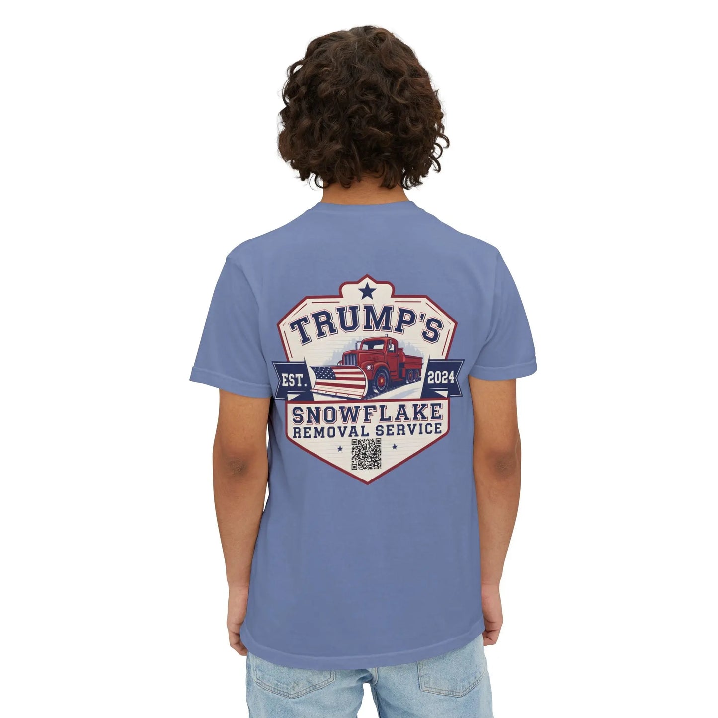 Trump Snowflake Removal QR Code, Trump YMCA Dance, Comfort Colors Unisex Pocket Tshirt - Galvaleos