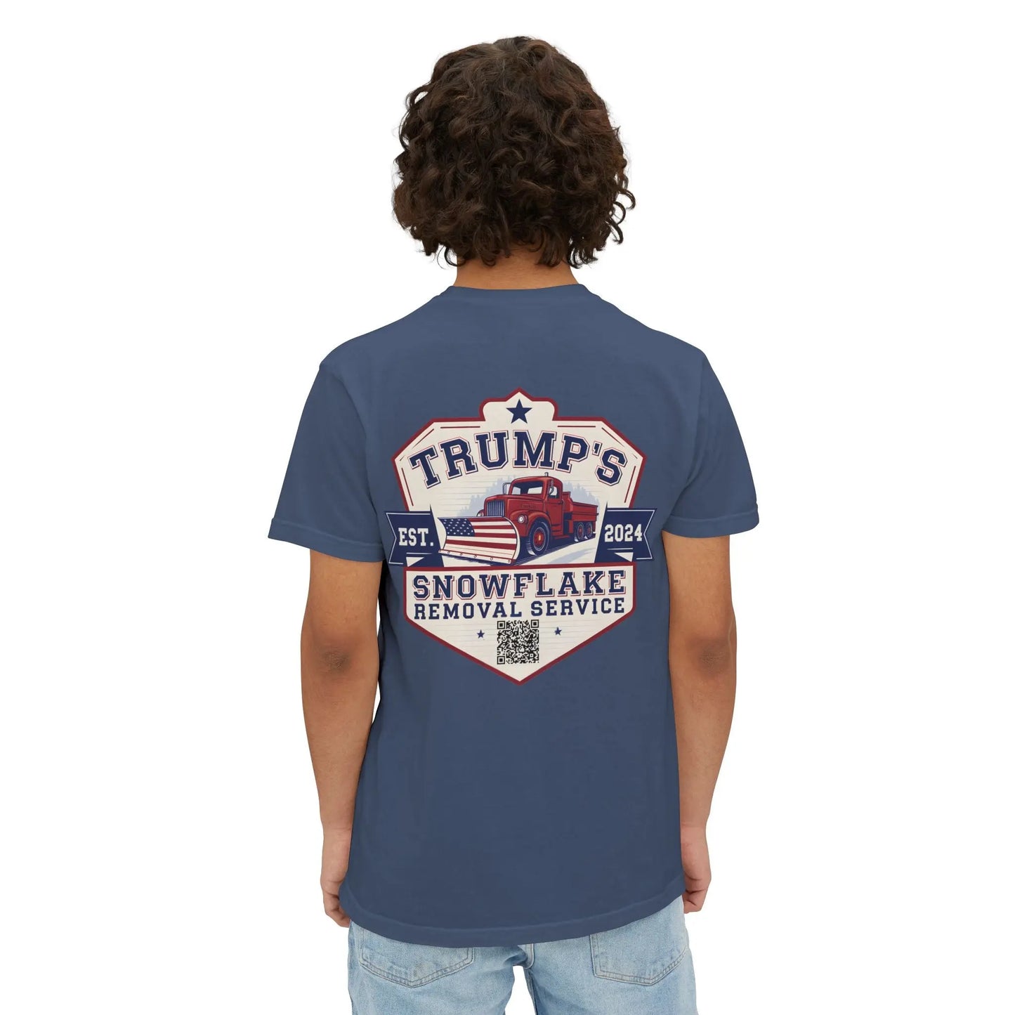 Trump Snowflake Removal QR Code, Trump YMCA Dance, Comfort Colors Unisex Pocket Tshirt - Galvaleos