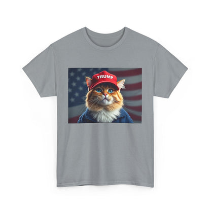 MAGA Cat with Trump Hat Unisex Tee - Galvaleos Galvaleos Galvaleos Gravel / S Printify T-Shirt MAGA Cat with Trump Hat Unisex Tee