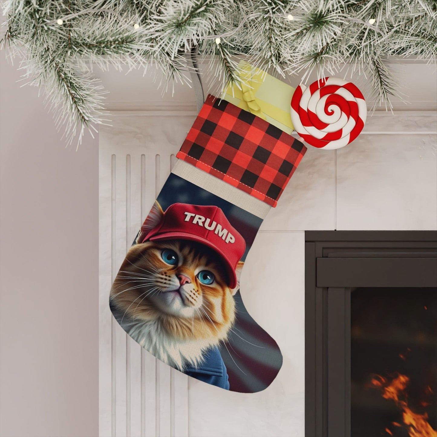 Trump MAGA Cat Christmas Stocking